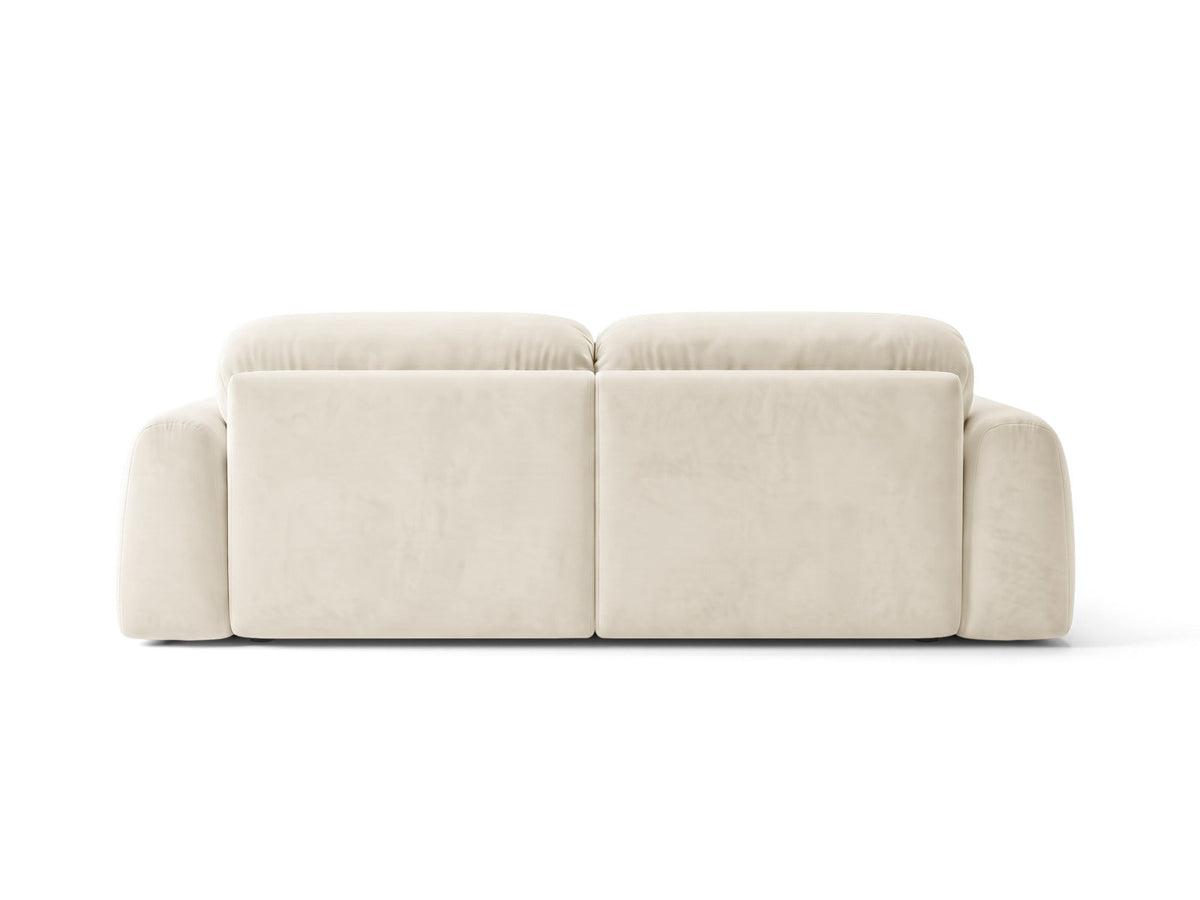 Milan Bettsofa rechts als Ecksofa mit Récamière, Bluvel-Bezug und schwarzen Kunststoffbeinen