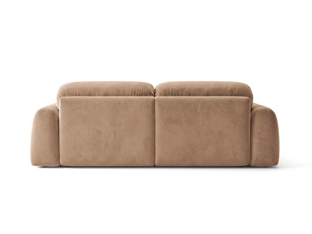 Milan Bettsofa rechts als Ecksofa mit Récamière, Bluvel-Bezug und schwarzen Kunststoffbeinen