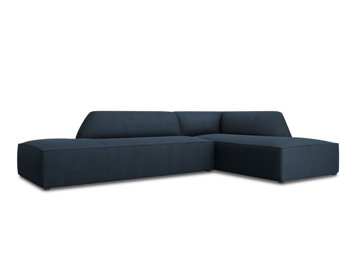 Modulares Ecksofa Siena in Light Grey-Ottawa mit Récamiere, Massivholzrahmen und schwarzen Kunststoffbeinen, 4-Sitzer, Breite 273 cm.