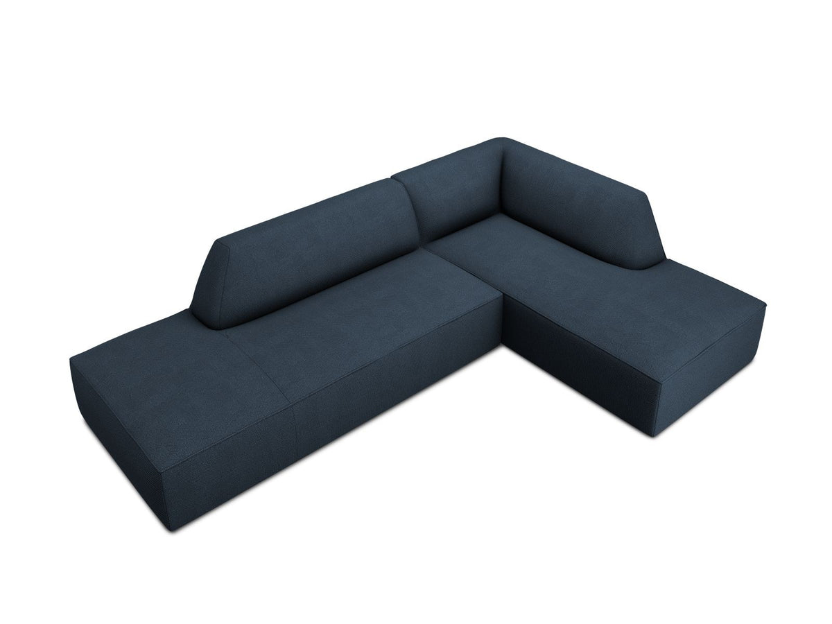 Modulares Ecksofa Siena in Light Grey-Ottawa mit Récamiere, Massivholzrahmen und schwarzen Kunststoffbeinen, 4-Sitzer, Breite 273 cm.