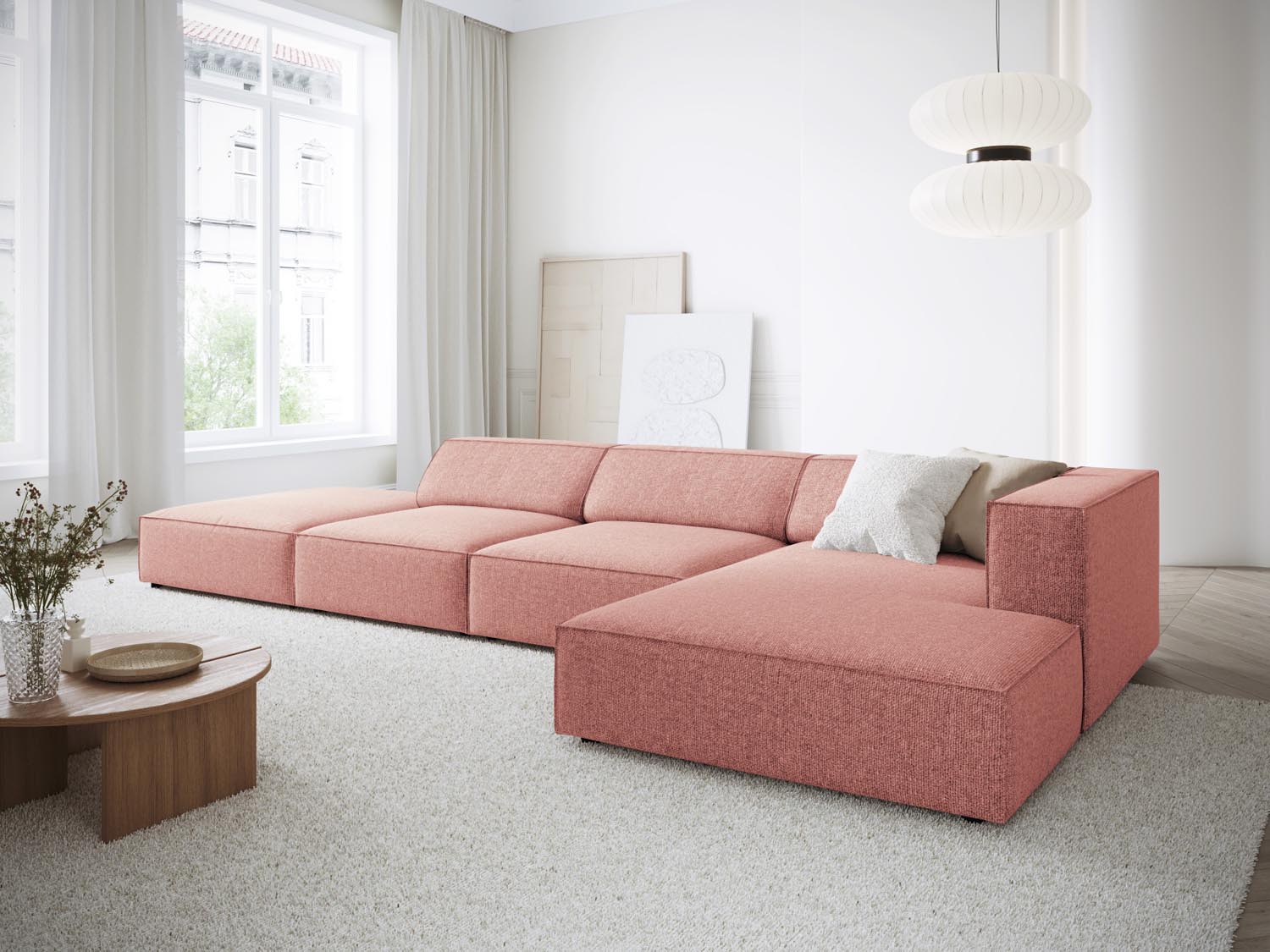 Entdecken Sie das elegante Arendal Ecksofa rechts 5 Sitzer von Cosmopolitan Design – ideal für zeitgemässe Wohnräume und höchsten Komfort.