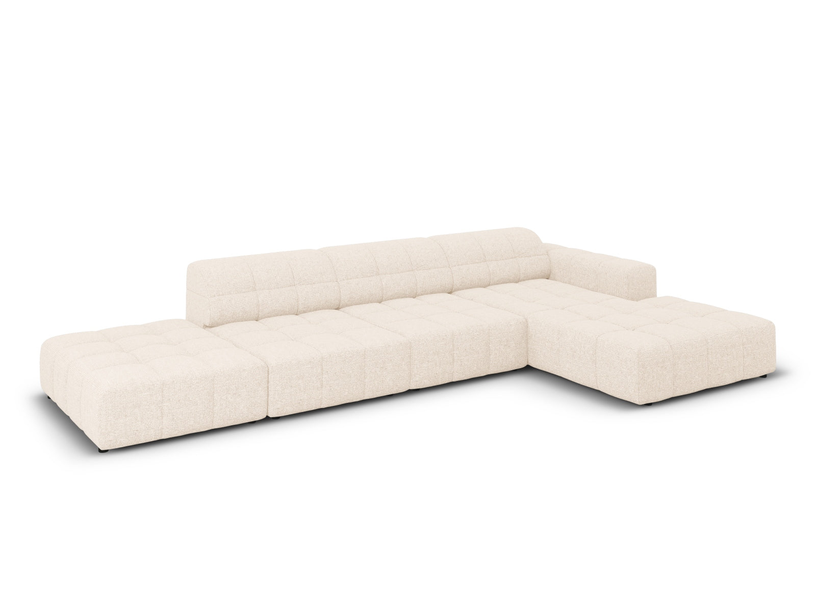 Modernes Chicago Ecksofa rechts, 5 Sitzer, 166 cm in sanftem Beige, perfekt für gemütliche und stilvolle Wohnambiente.