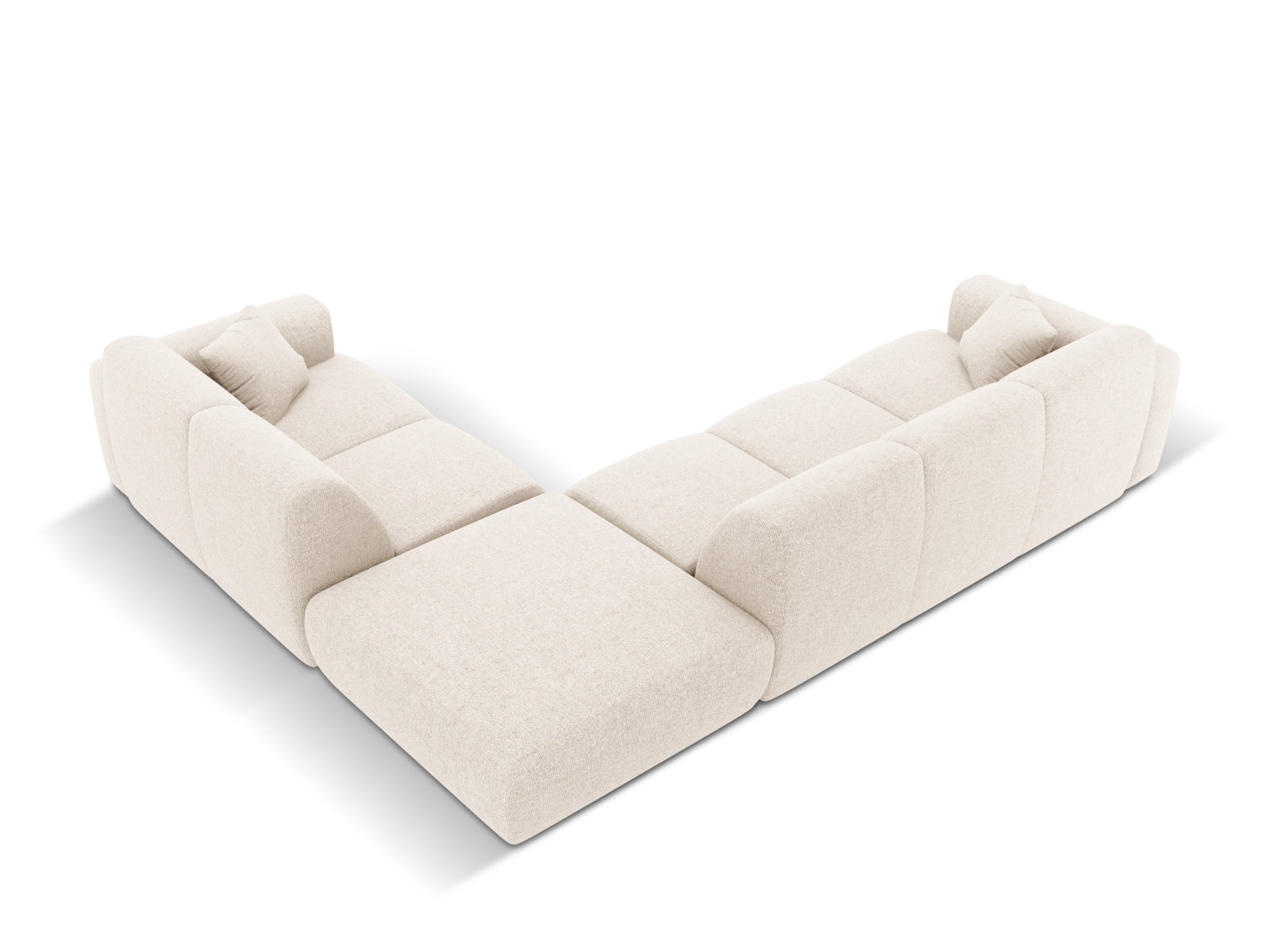Elegantes Nolio Ecksofa rechts, 4-Sitzer in warmem Beige, ideal für einladende Wohnräume und stilvolle Einrichtung von Cosmopolitan Design.