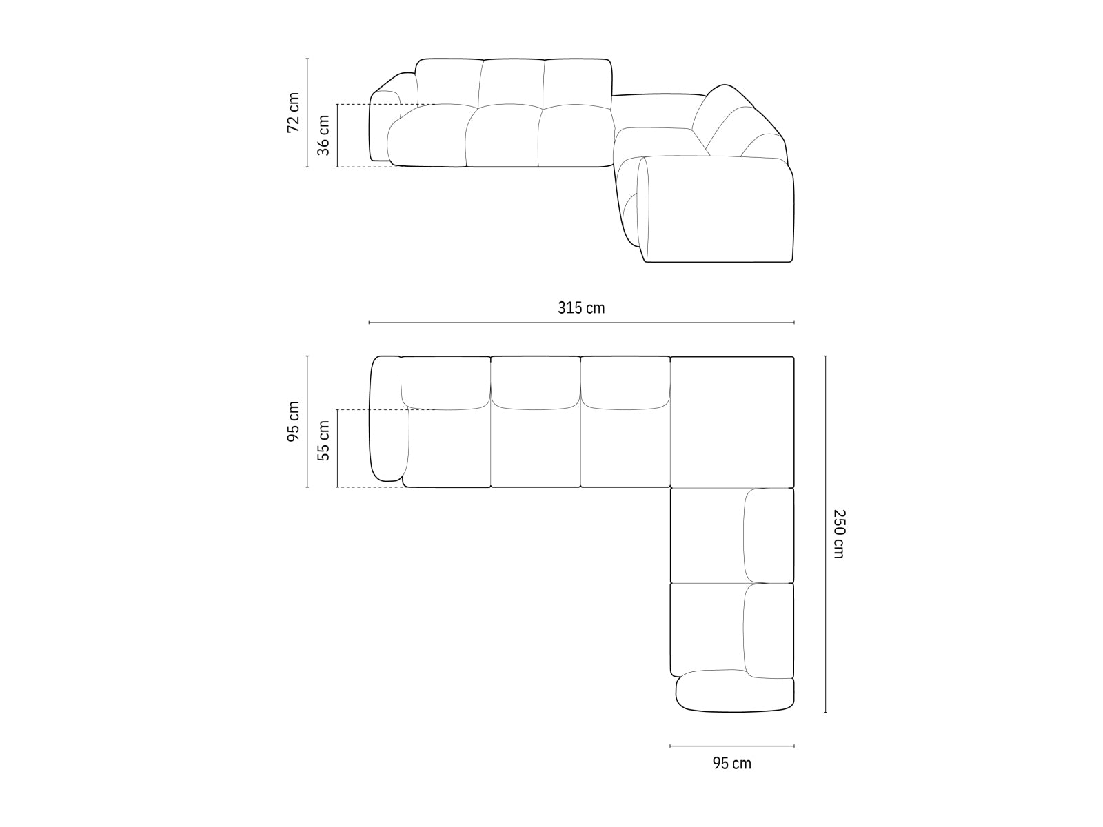 Entdecken Sie das Nolio Ecksofa rechts 4 Sitzer (250cm) von Cosmopolitan Design – elegantes Design und optimaler Komfort für Ihr Zuhause!