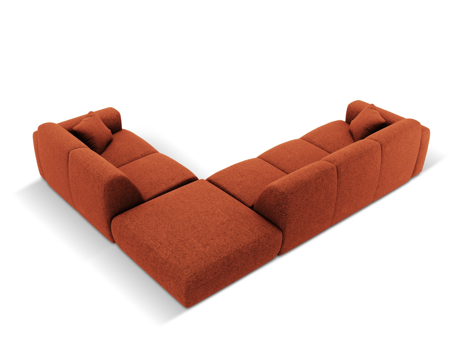 Elegantes Nolio Ecksofa in sanftem Terracotta, 4-Sitzer, 250 cm, ideal für einladende und moderne Wohnräume von Cosmopolitan Design.