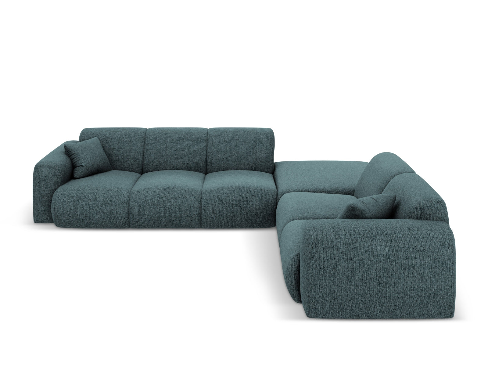 Elegantes Nolio Ecksofa rechts in Petrol-Haga, 4-Sitzer, 250 cm, ideal für stilvolle Wohnräume von Cosmopolitan Design.