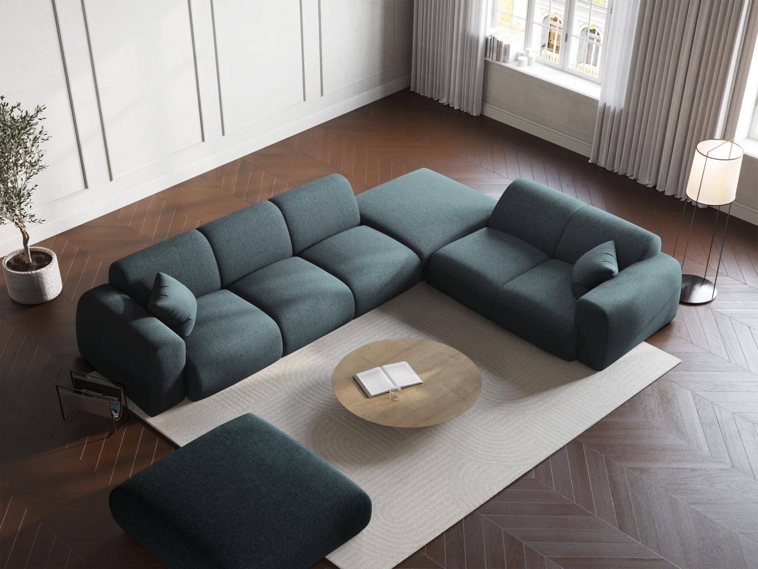 Gemütliches Nolio Ecksofa rechts in Petrol-Haga, 4-Sitzer, 250 cm, stilvolles Design von Cosmopolitan für modernes Wohnen.