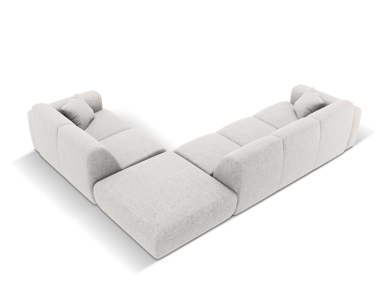 Modernes Nolio Ecksofa rechts, 4-Sitzer in sanftem Grau, ideal für gemütliche und stilvolle Wohnräume.
