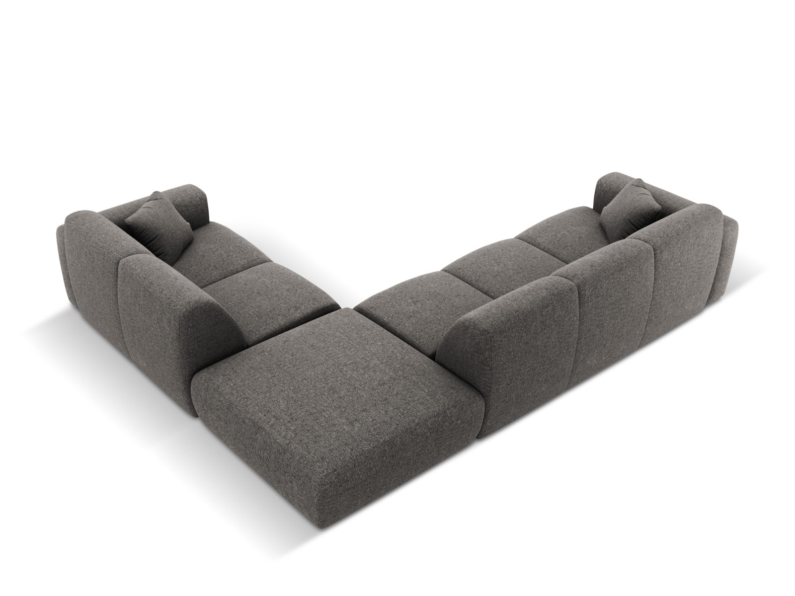 Modernes Nolio Ecksofa rechts, 4-Sitzer in neutralem Grau, ideal für komfortable Entspannung und gesellige Abende im Wohnzimmer.