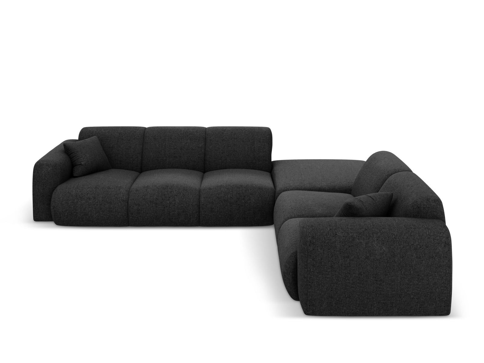 Modernes Nolio Ecksofa rechts, 4-Sitzer in Schwarz, 250 cm, perfektes Möbelstück für stilvolle Wohnräume von Cosmopolitan Design.