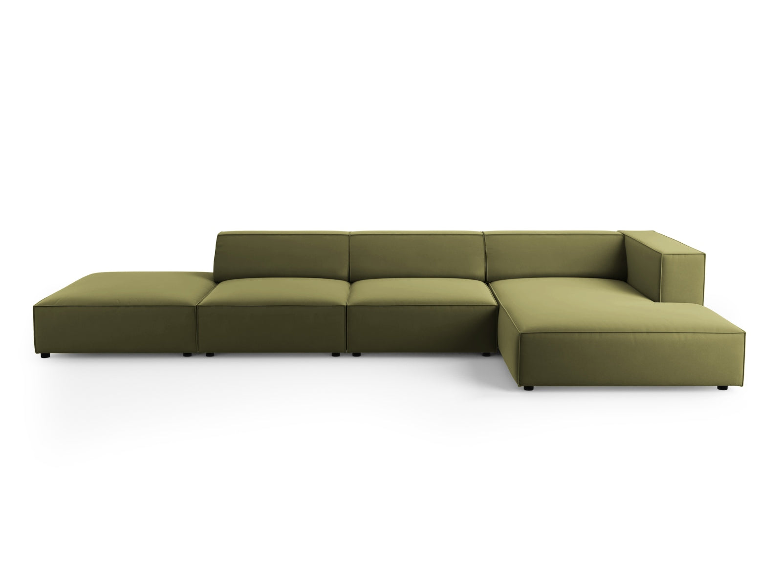 Arendal Velour Ecksofa rechts 5 Sitzer in Light Green präsentiert im Onlineshop von KAQTU Design AG. Ecksofa rechts ist von Cosmopolitan Design