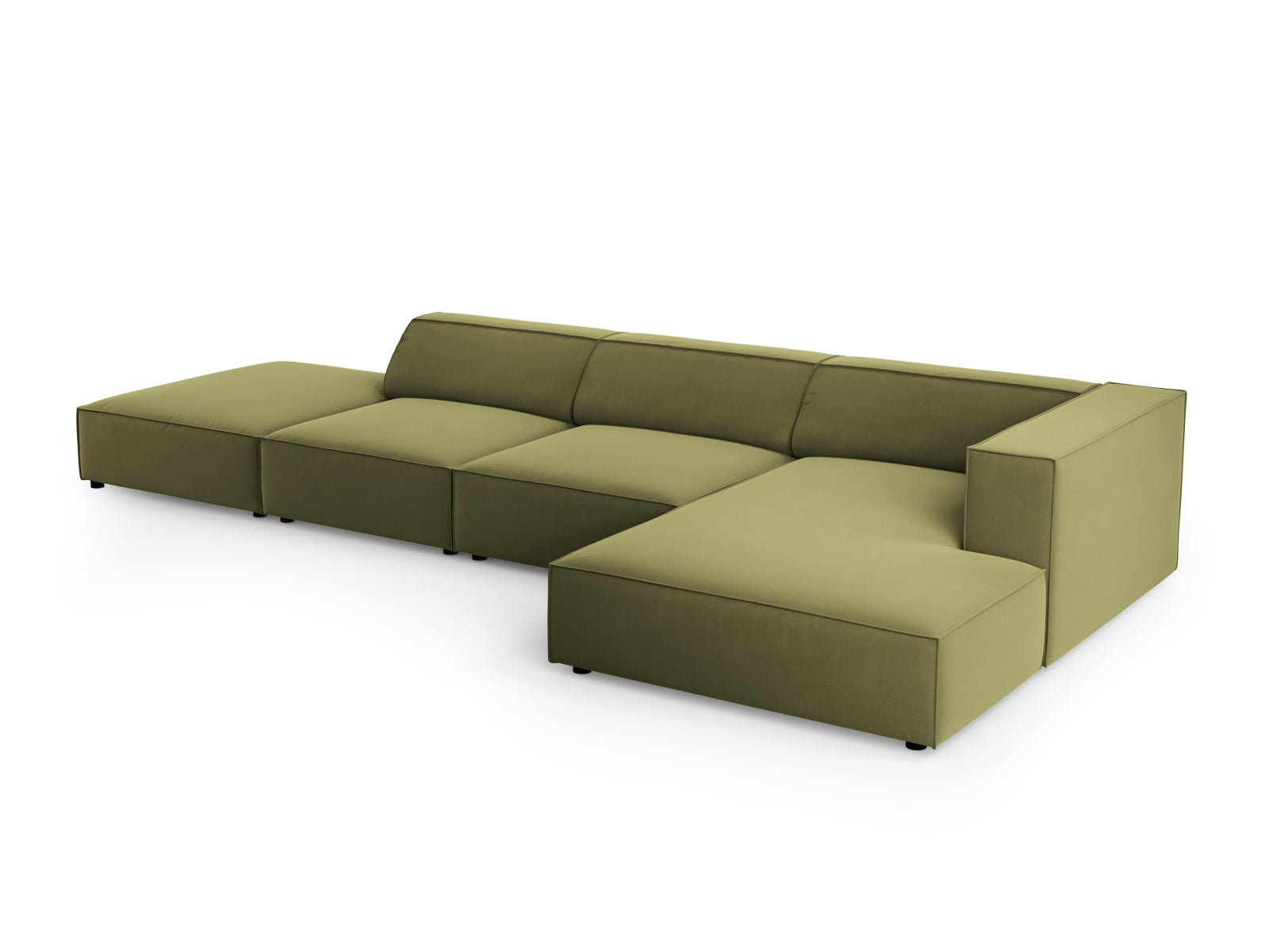 Entdecken Sie das stilvolle Arendal Velour Ecksofa rechts 5 Sitzer von Cosmopolitan Design – ideal für moderne Wohnräume und gemütliche Abende.