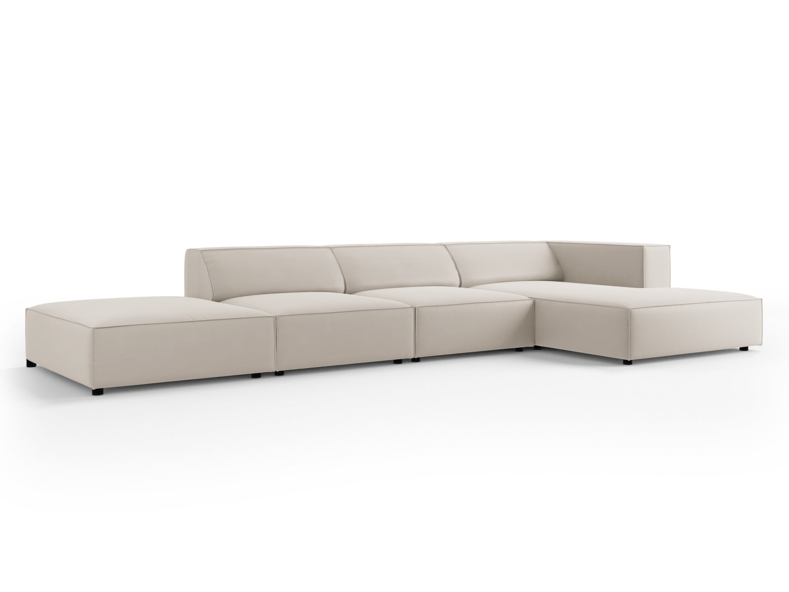 Erleben Sie das elegante Arendal Velour Ecksofa rechts 5 Sitzer von Cosmopolitan Design – perfekt für stilvolles Wohnen und entspannte Stunden.