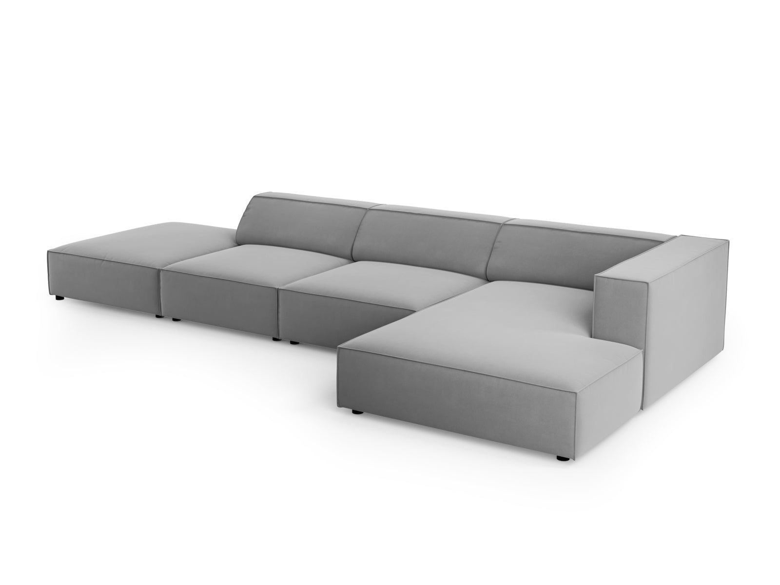 Erleben Sie das elegante Arendal Velour Ecksofa rechts 5 Sitzer von Cosmopolitan Design – perfekt für stilvolle Wohnräume und entspannte Stunden.