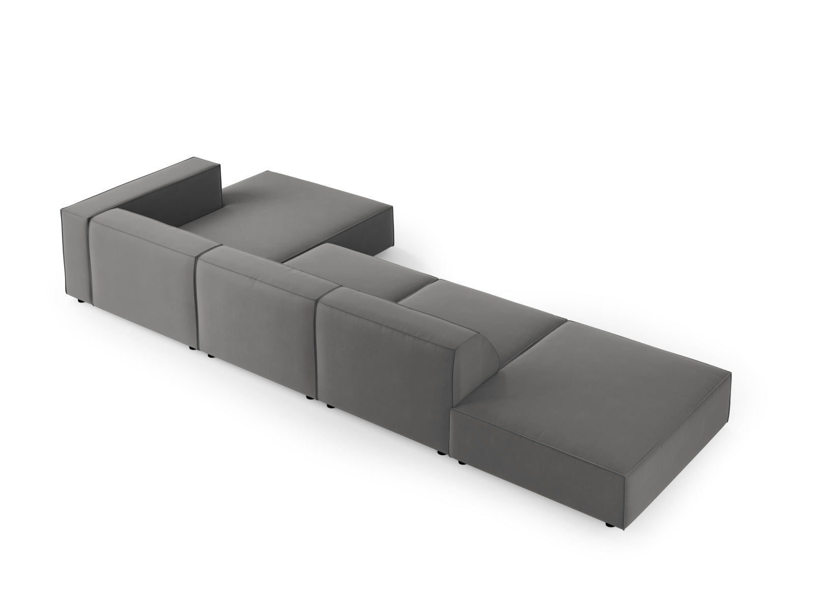 Erleben Sie das elegante Arendal Velour Ecksofa rechts 5 Sitzer von Cosmopolitan Design – perfekt für stilvolle Wohnräume und entspannte Stunden.
