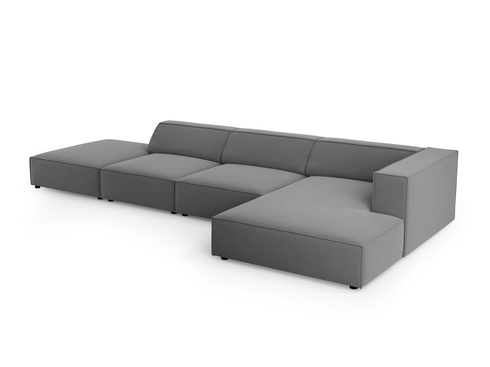 Entdecken Sie das stilvolle Arendal Velour Ecksofa rechts 5 Sitzer von Cosmopolitan Design – ideal für moderne Wohnräume und gemütliche Abende.