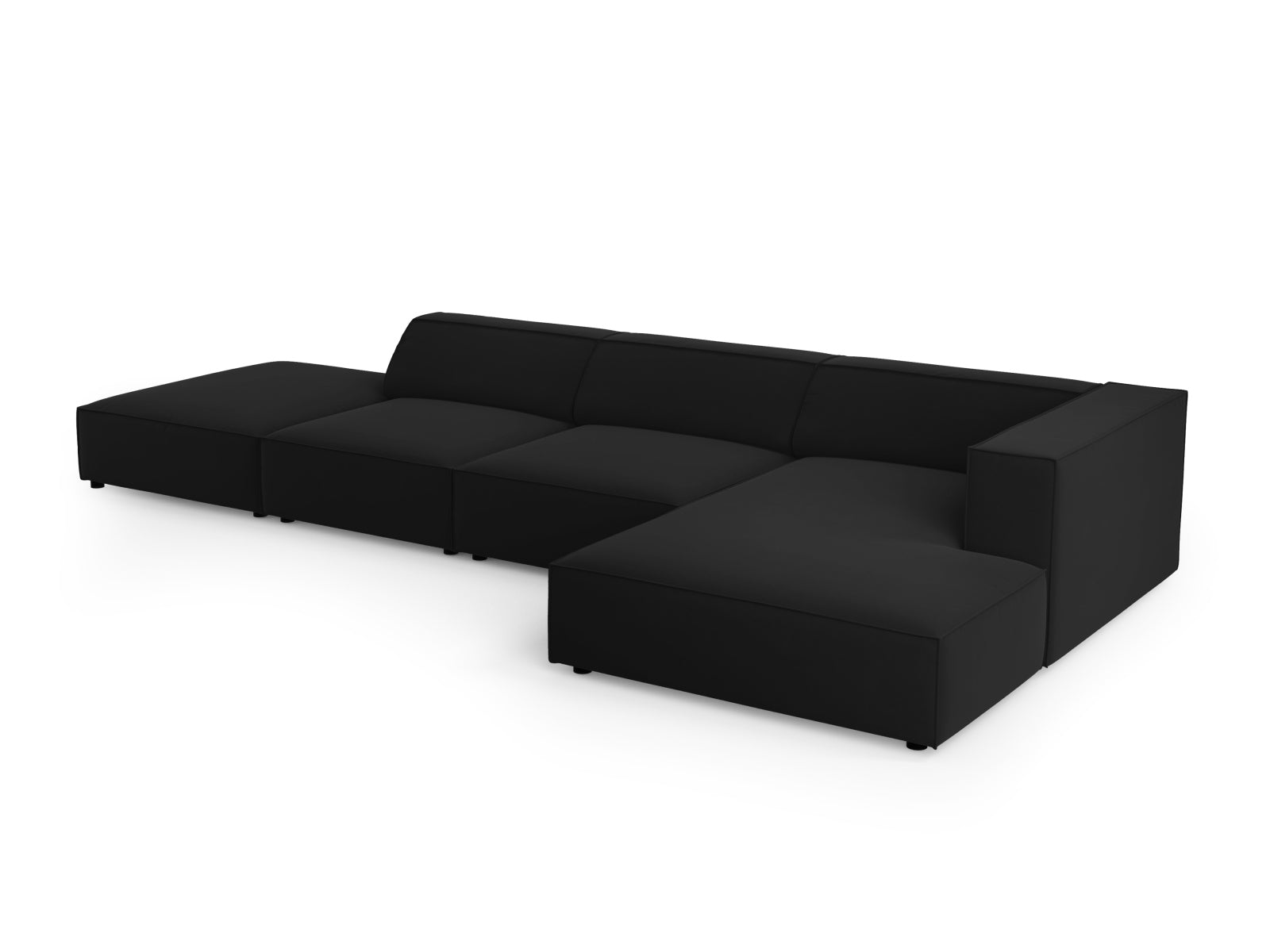 Erleben Sie das elegante Arendal Velour Ecksofa rechts 5 Sitzer von Cosmopolitan Design – perfekt für stilvolle Wohnräume und entspannte Stunden.