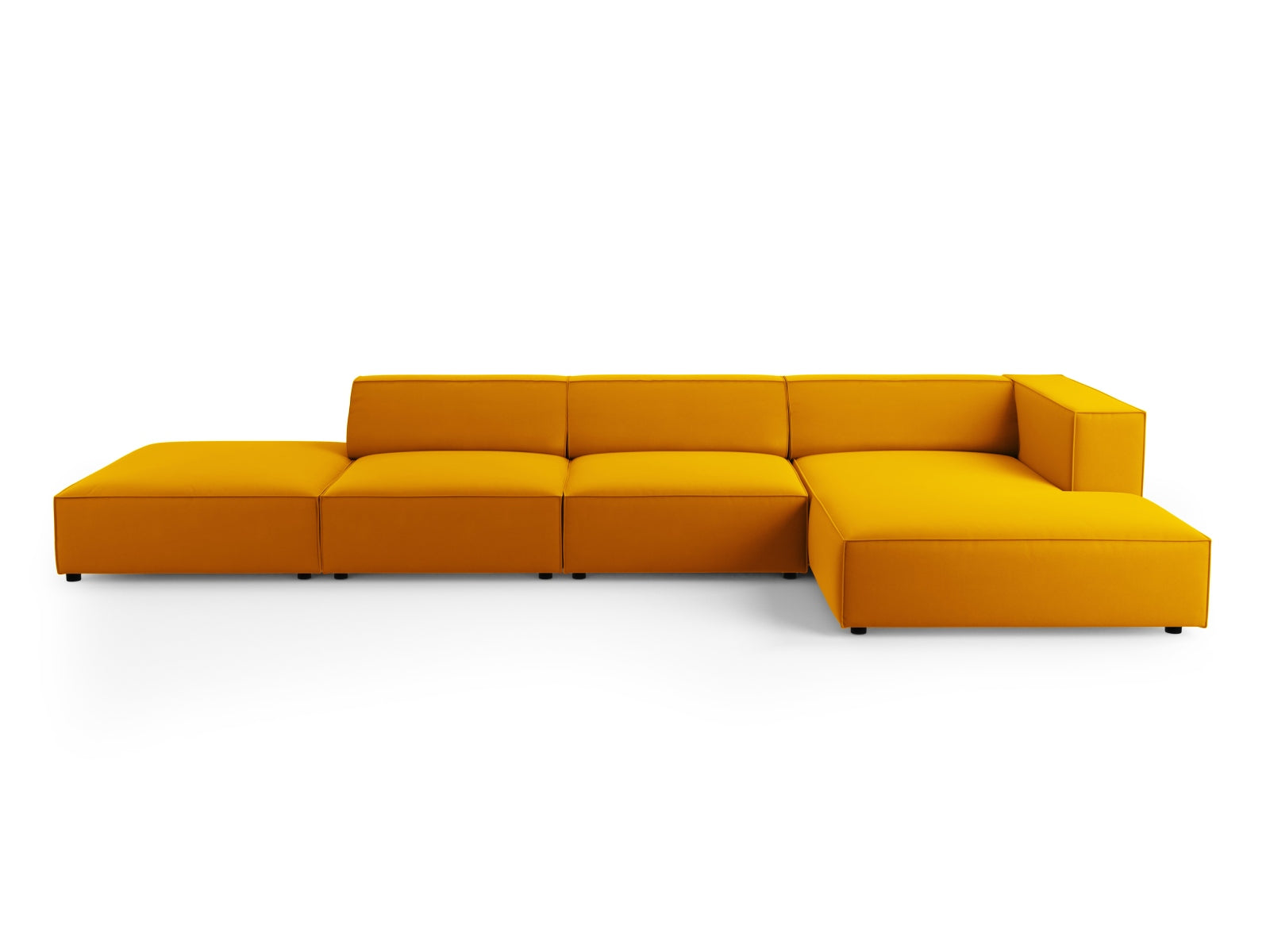 Arendal Velour Ecksofa rechts 5 Sitzer in Yellow präsentiert im Onlineshop von KAQTU Design AG. Ecksofa rechts ist von Cosmopolitan Design