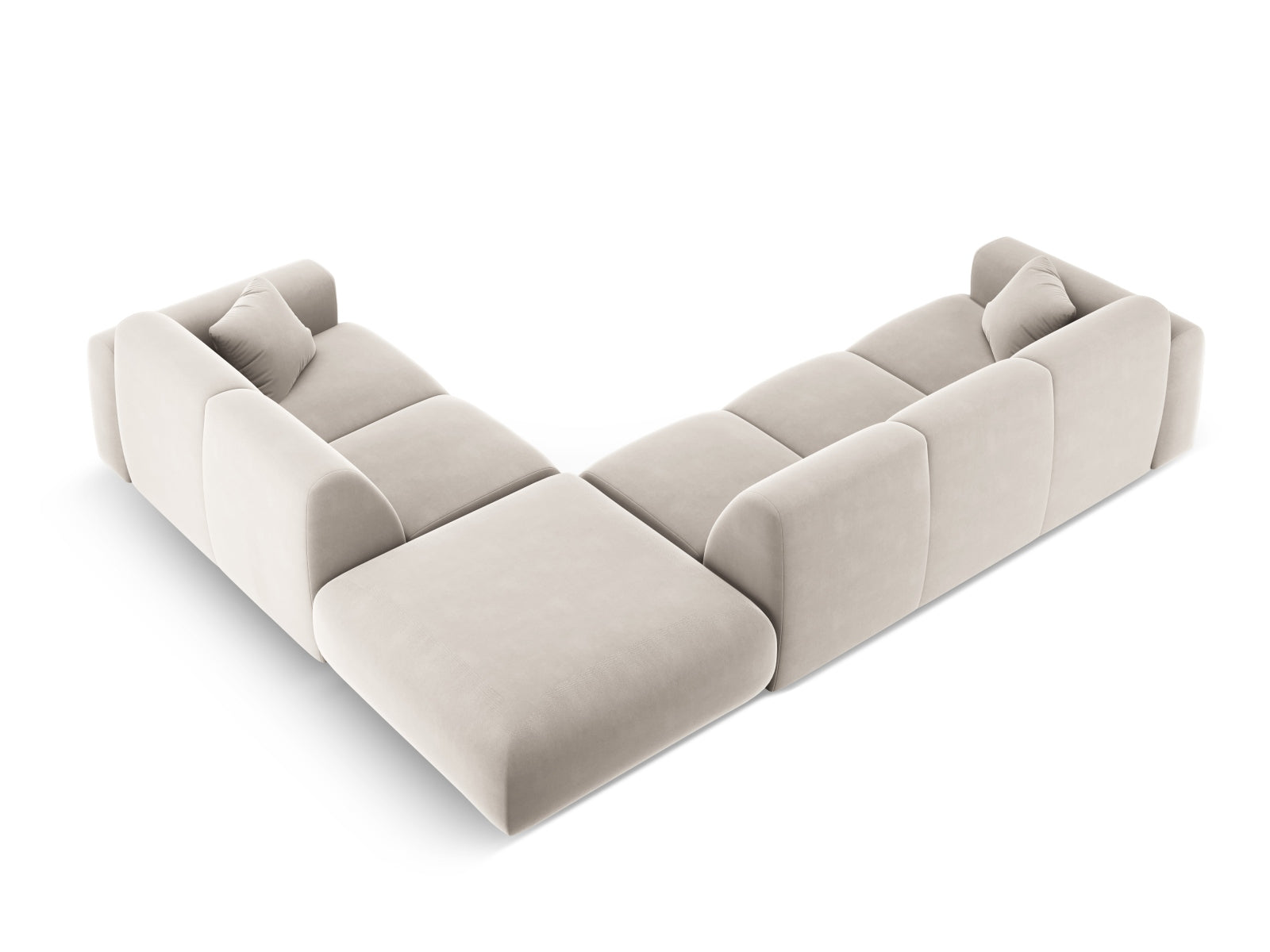 Entdecken Sie das Nolio Velour Ecksofa rechts (250cm) von Cosmopolitan Design – ein elegantes 4-Sitzer Sofa, das Komfort und modernes Design vereint.