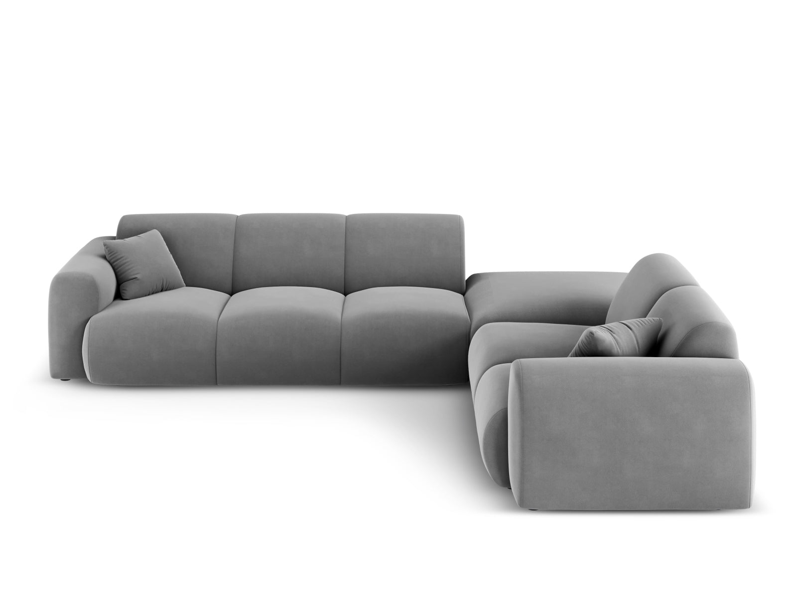 Entdecken Sie das Nolio Velour Ecksofa rechts (250cm) von Cosmopolitan Design – ein elegantes 4-Sitzer Sofa, das Komfort und modernes Design vereint.