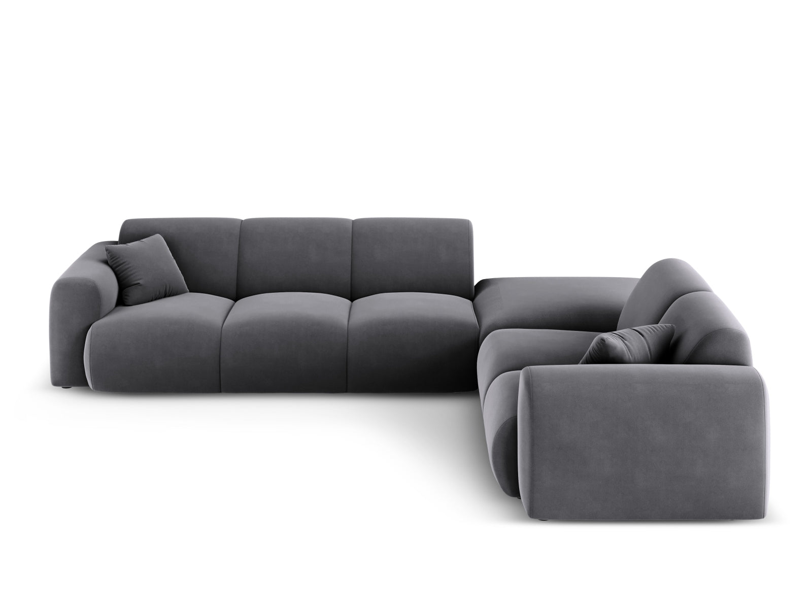 Erleben Sie das Nolio Velour Ecksofa rechts (250cm) von Cosmopolitan Design – stilvolles 4-Sitzer Sofa für höchsten Komfort und zeitgemässe Eleganz.