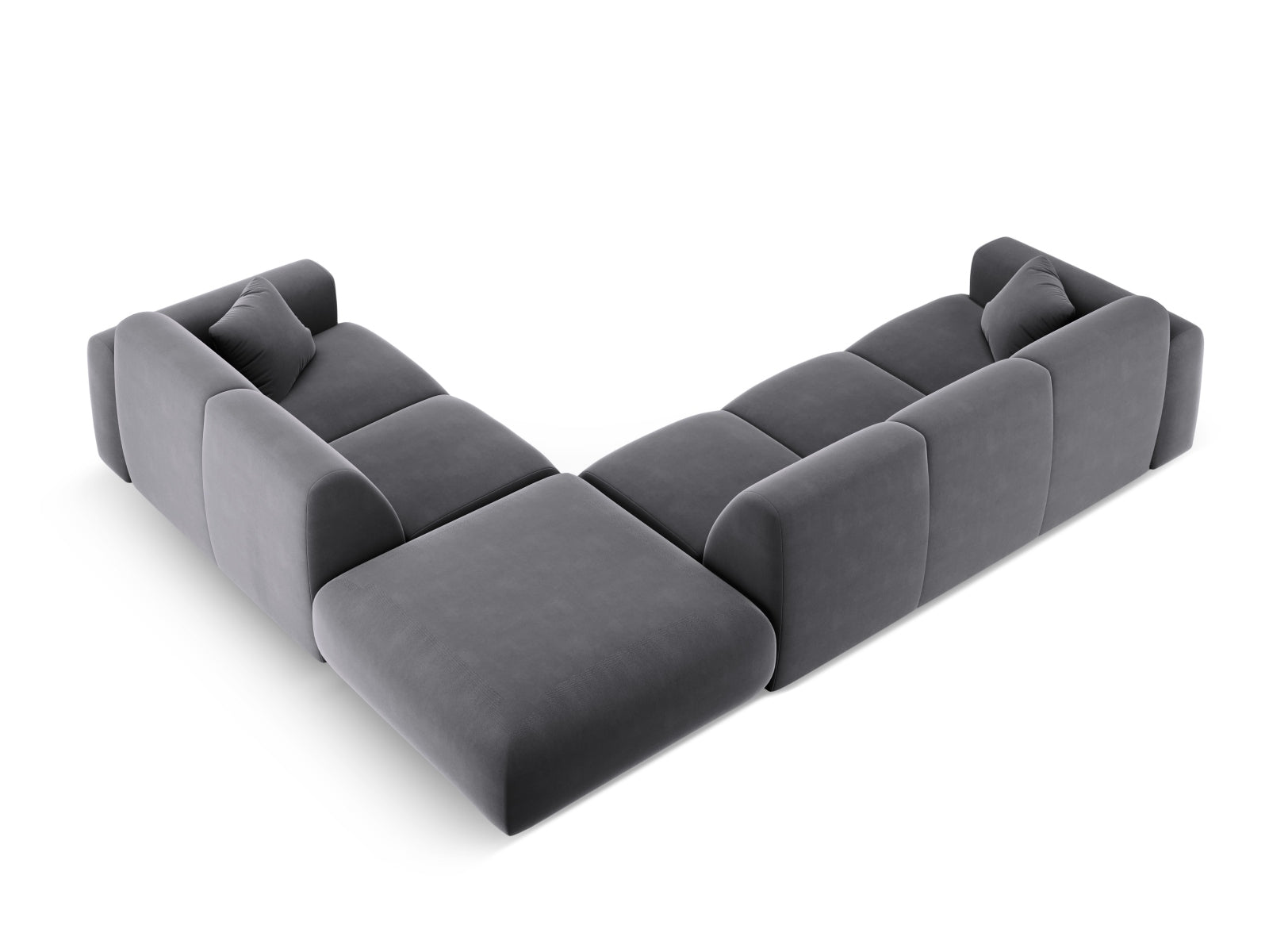 Entdecken Sie das Nolio Velour Ecksofa rechts (250cm) von Cosmopolitan Design – ein elegantes 4-Sitzer Sofa, das Komfort und modernes Design vereint.