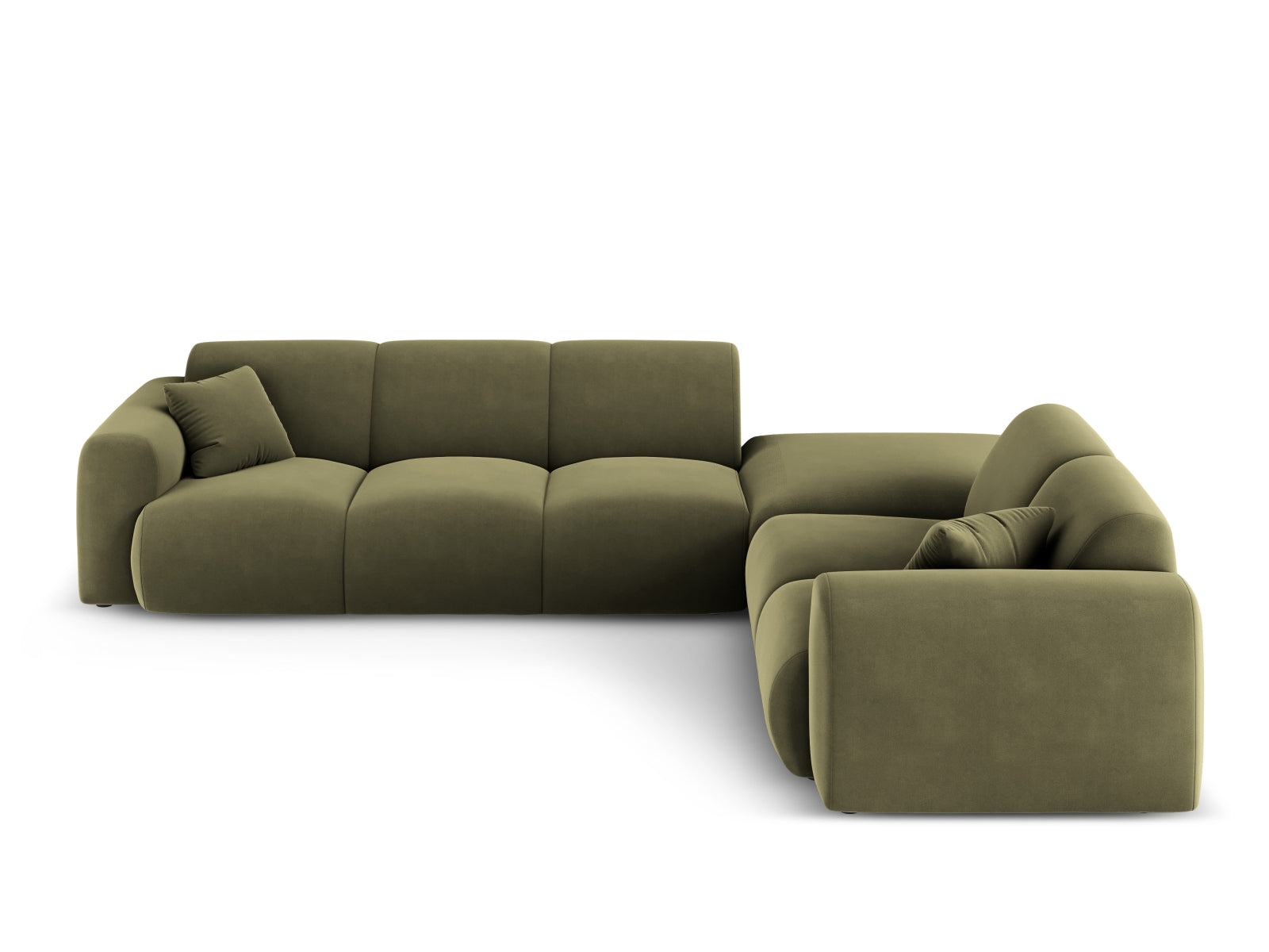 Erleben Sie das Nolio Velour Ecksofa rechts (250cm) von Cosmopolitan Design – stilvolles 4-Sitzer Sofa für höchsten Komfort und zeitgemässe Eleganz.