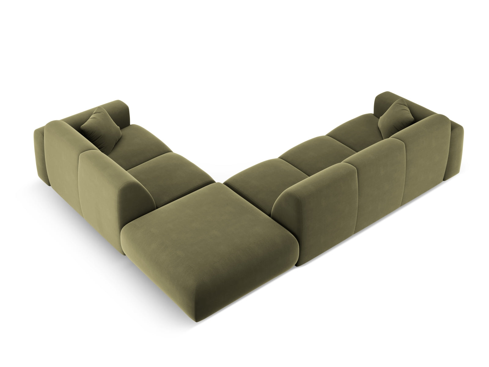 Entdecken Sie das Nolio Velour Ecksofa rechts (250cm) von Cosmopolitan Design – ein elegantes 4-Sitzer Sofa, das Komfort und modernes Design vereint.