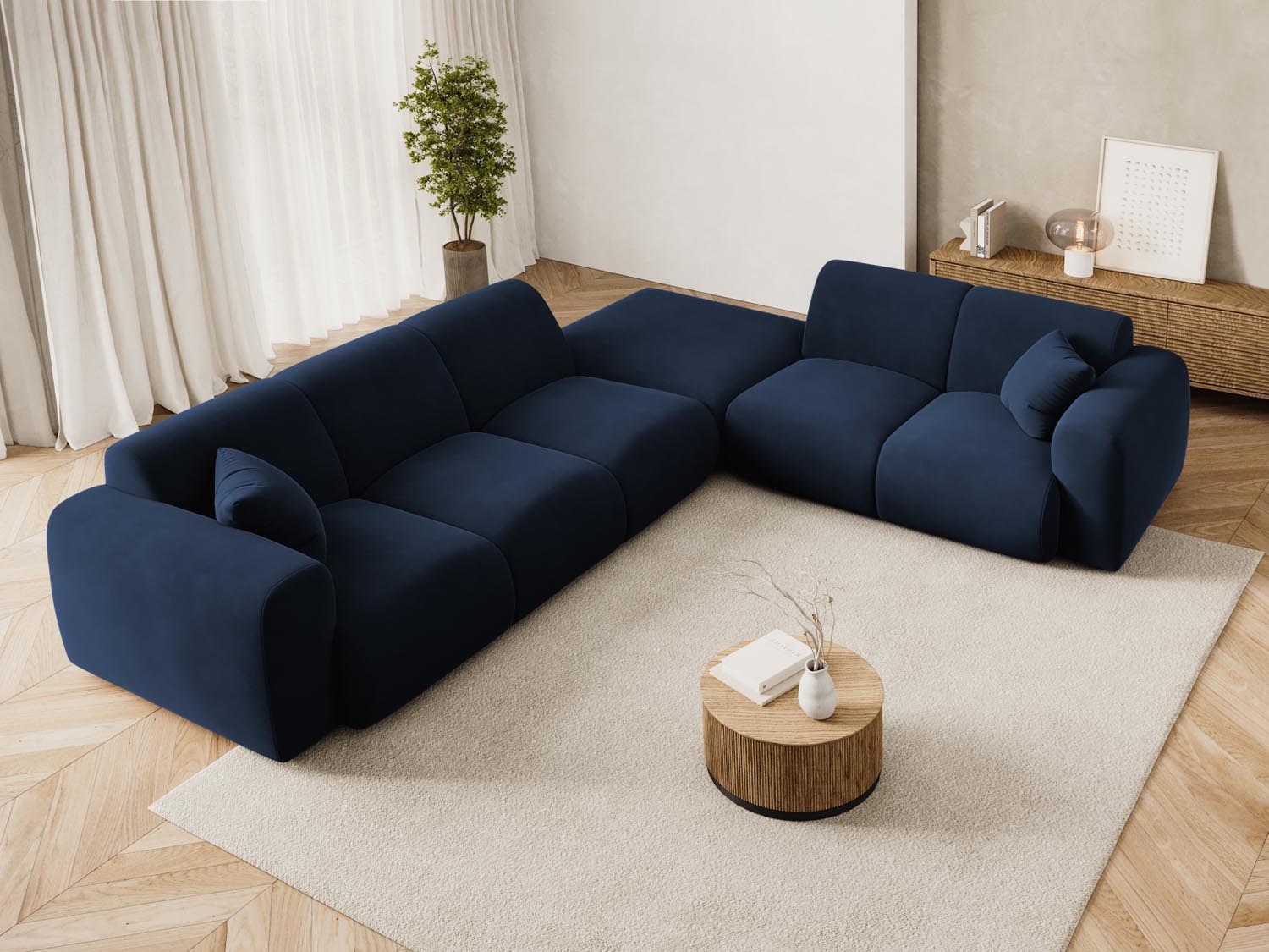 Erleben Sie das Nolio Velour Ecksofa rechts (250cm) von Cosmopolitan Design – stilvolles 4-Sitzer Sofa für höchsten Komfort und zeitgemässe Eleganz.