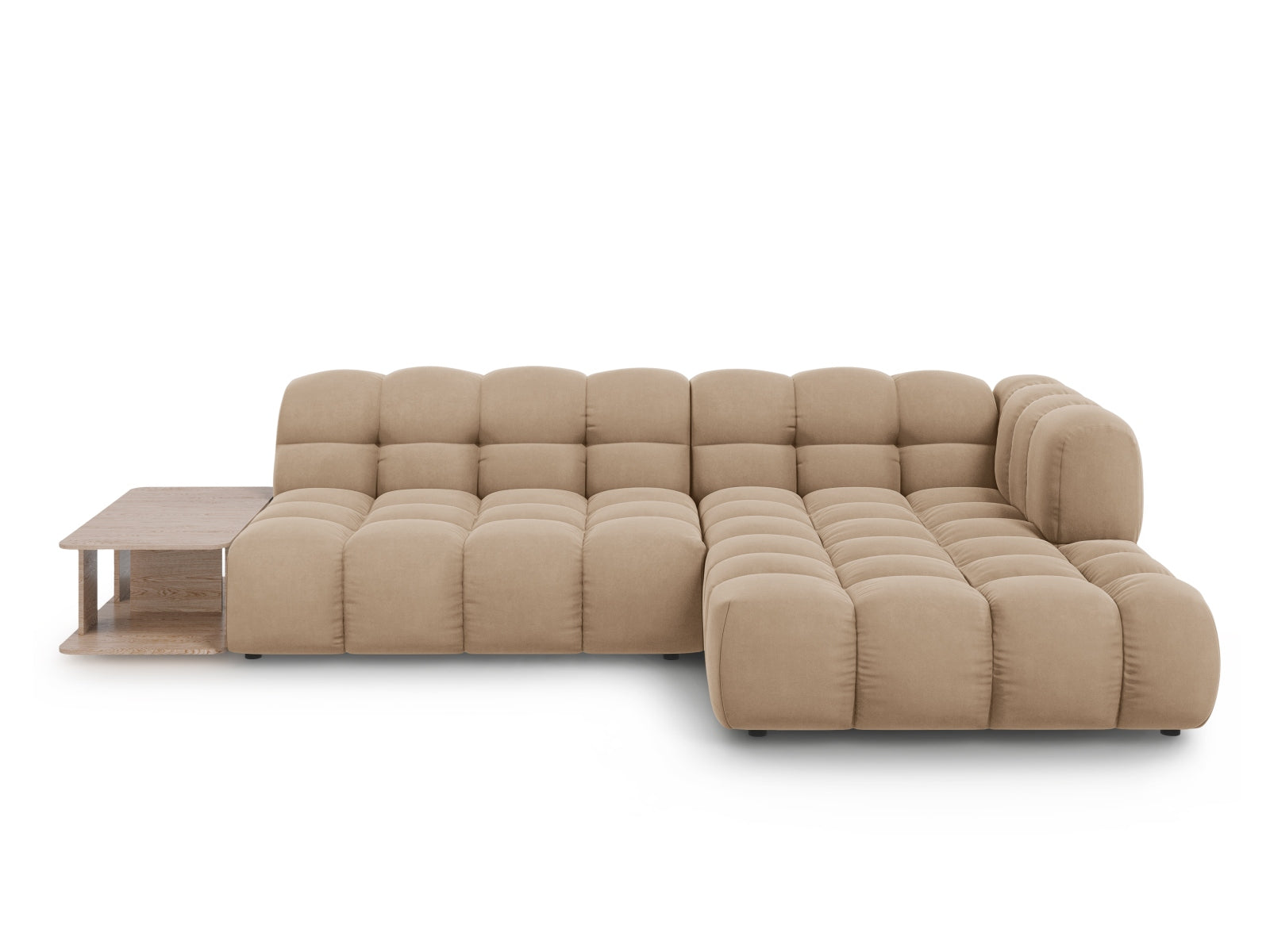 Elegantes modulares Ecksofa Sky Velour in Sand-Casino, 4-Sitzer, rechte Variante, ideal für stilvolle Wohnräume von Cosmopolitan Design.