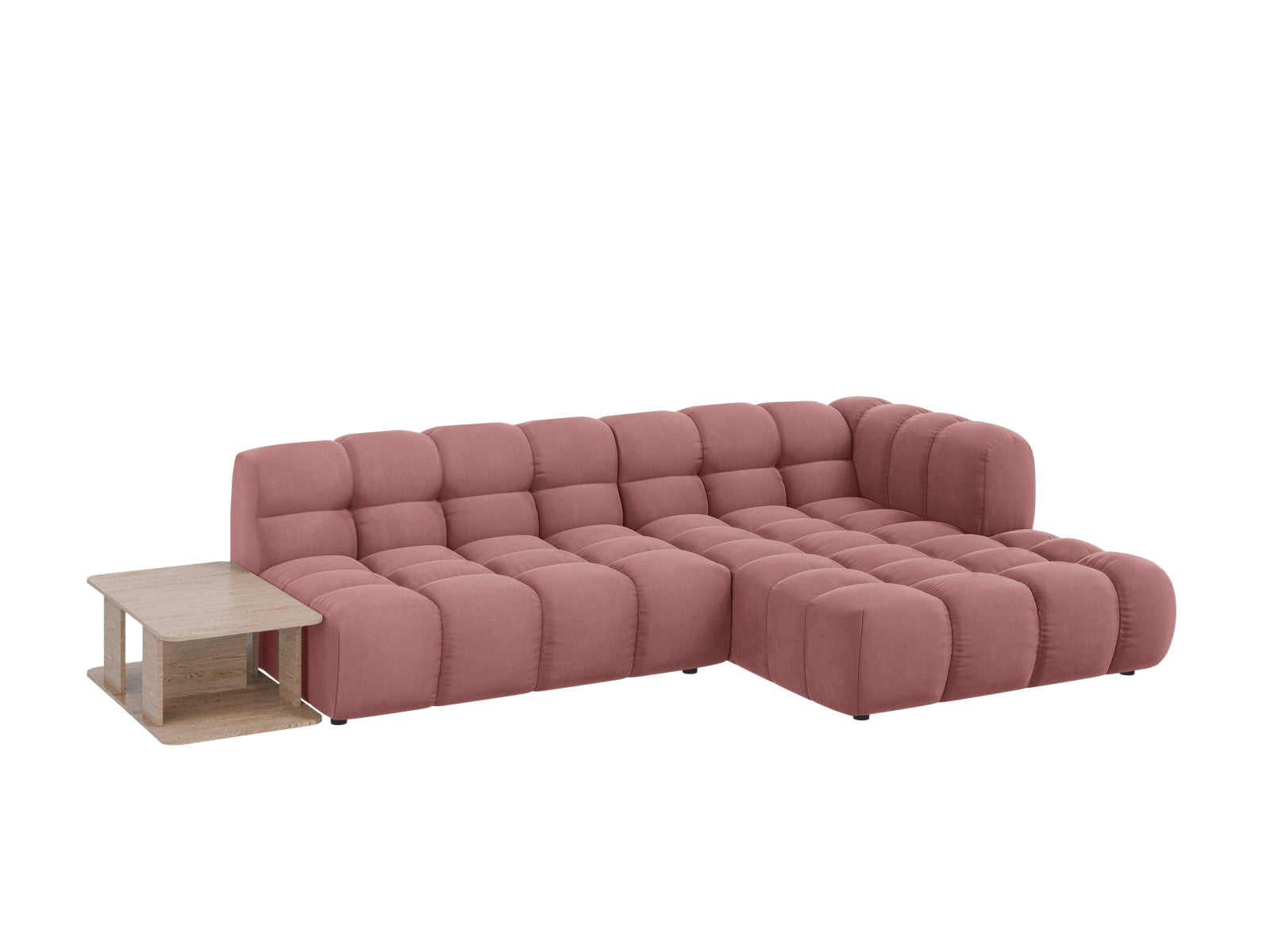 Modulares Ecksofa Sky Velour in sanftem Flamingo-Casino, 4-Sitzer, perfekt für moderne Wohnkonzepte, erhältlich bei Cosmopolitan Design.