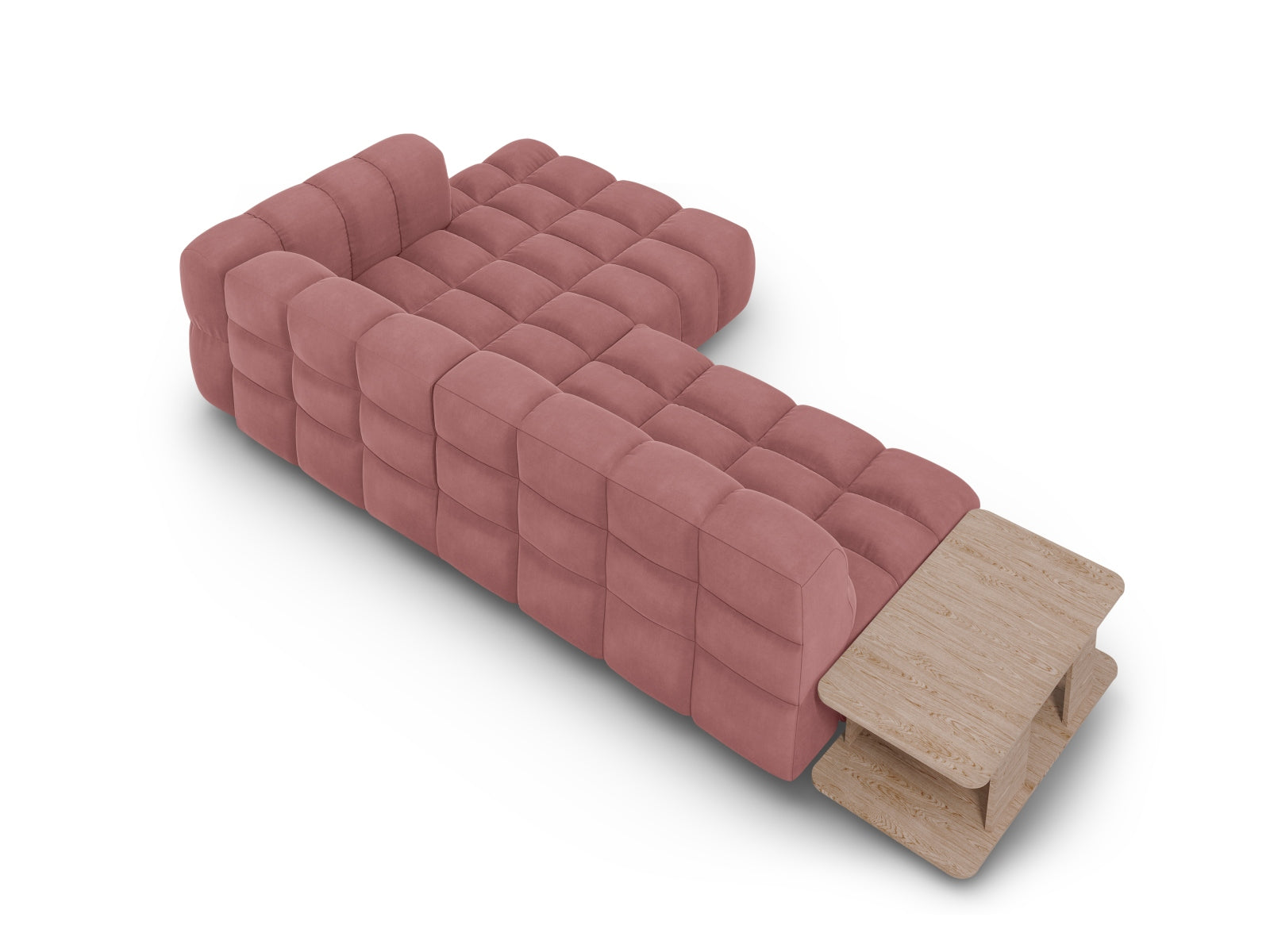 Modulares Ecksofa Sky Velour in sanftem Flamingo-Casino, 4-Sitzer, perfekt für moderne Wohnkonzepte, erhältlich bei Cosmopolitan Design.