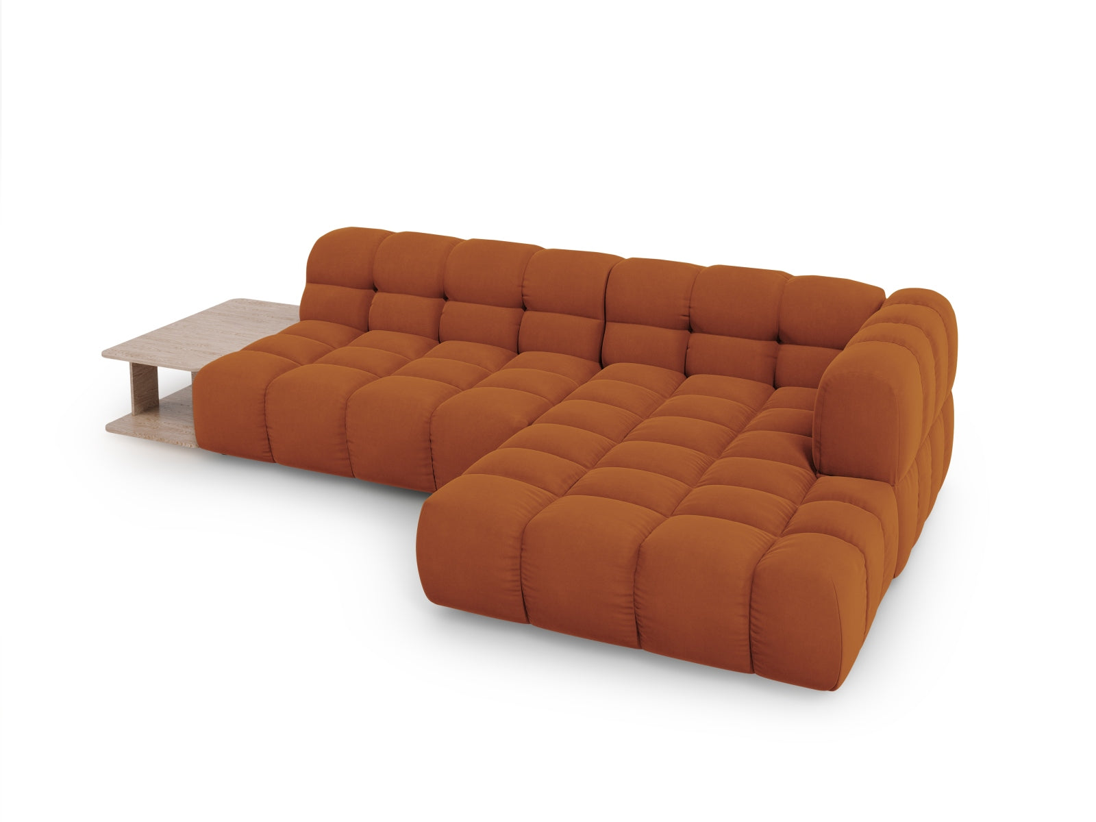 Elegantes modulares Ecksofa in Sky Velour, rechte Variante, ideal für moderne Wohnräume und gesellige Stunden.