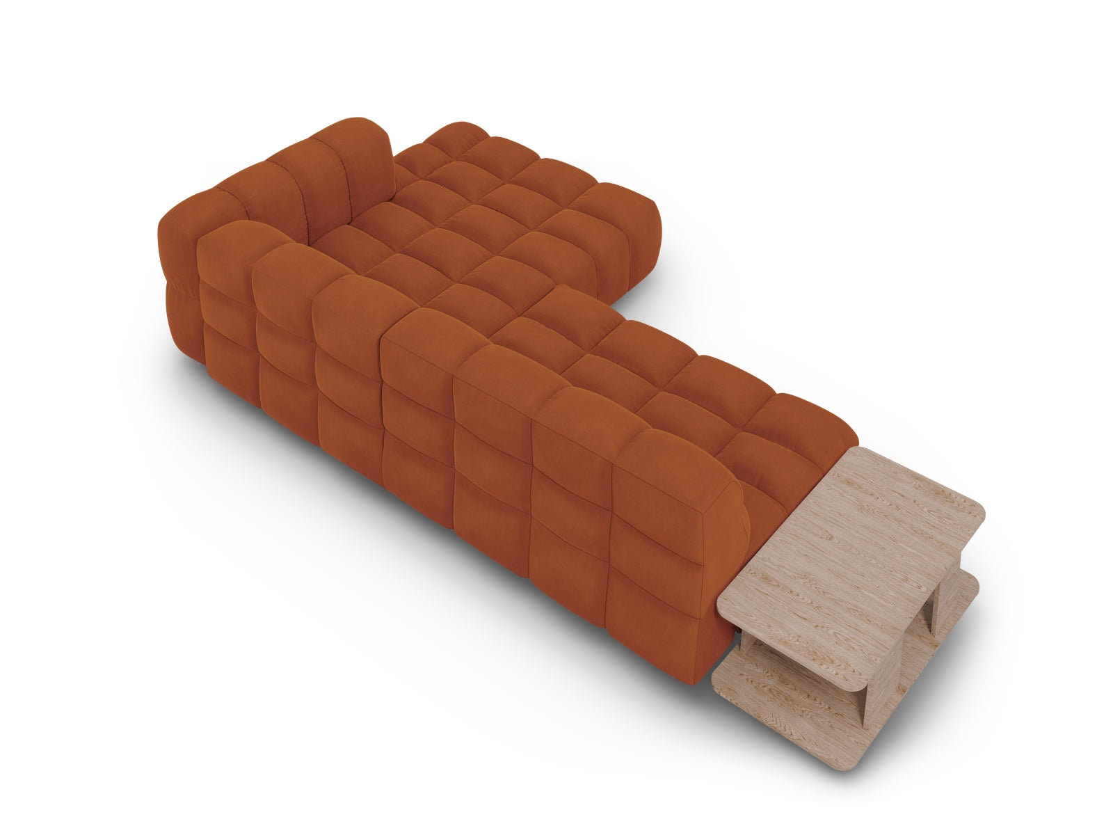 Stylisches 4-Sitzer Ecksofa in Sky Velour, rechte Ausführung, perfekt für komfortable Entspannung und stilvolle Einrichtung.