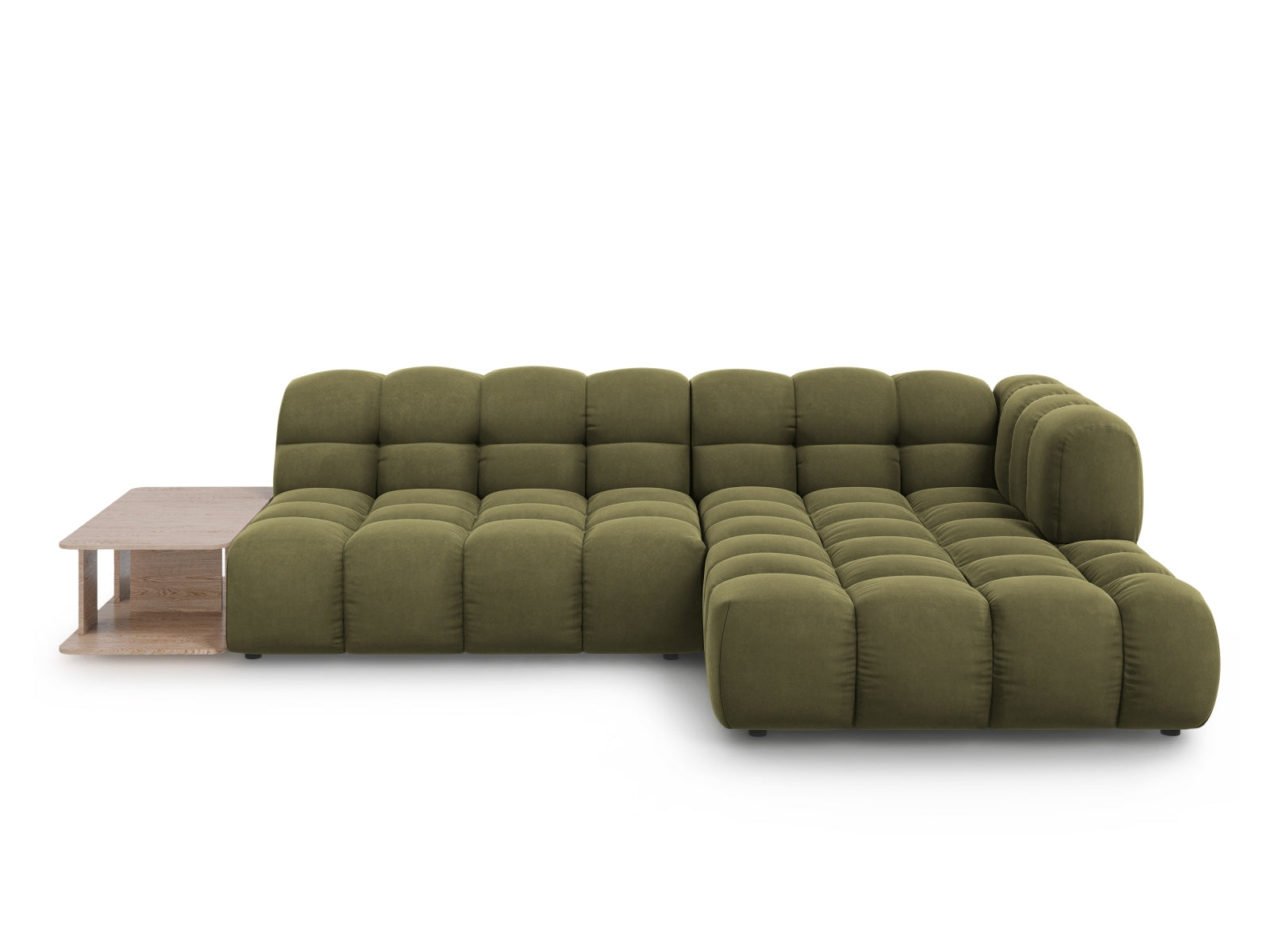Elegantes, modulares Ecksofa in zartem Himmelblau, 4-Sitzer, ideal für stilvolle Wohnräume und gesellige Zusammenkünfte.