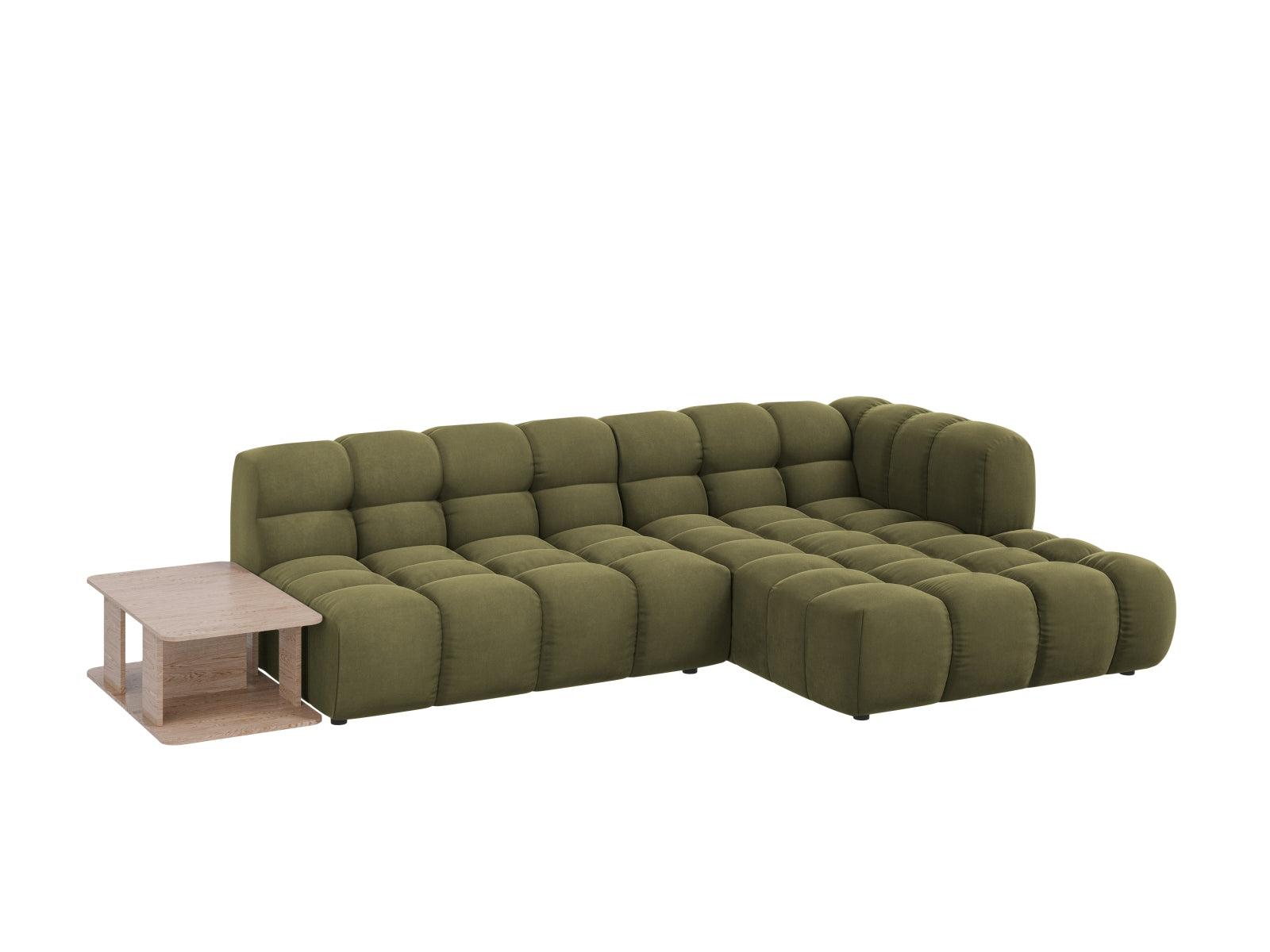 Modulares Ecksofa in sanftem Himmelblau, 4-Sitzer, perfekt für moderne Wohnkonzepte und gemütliche Zusammenkünfte.