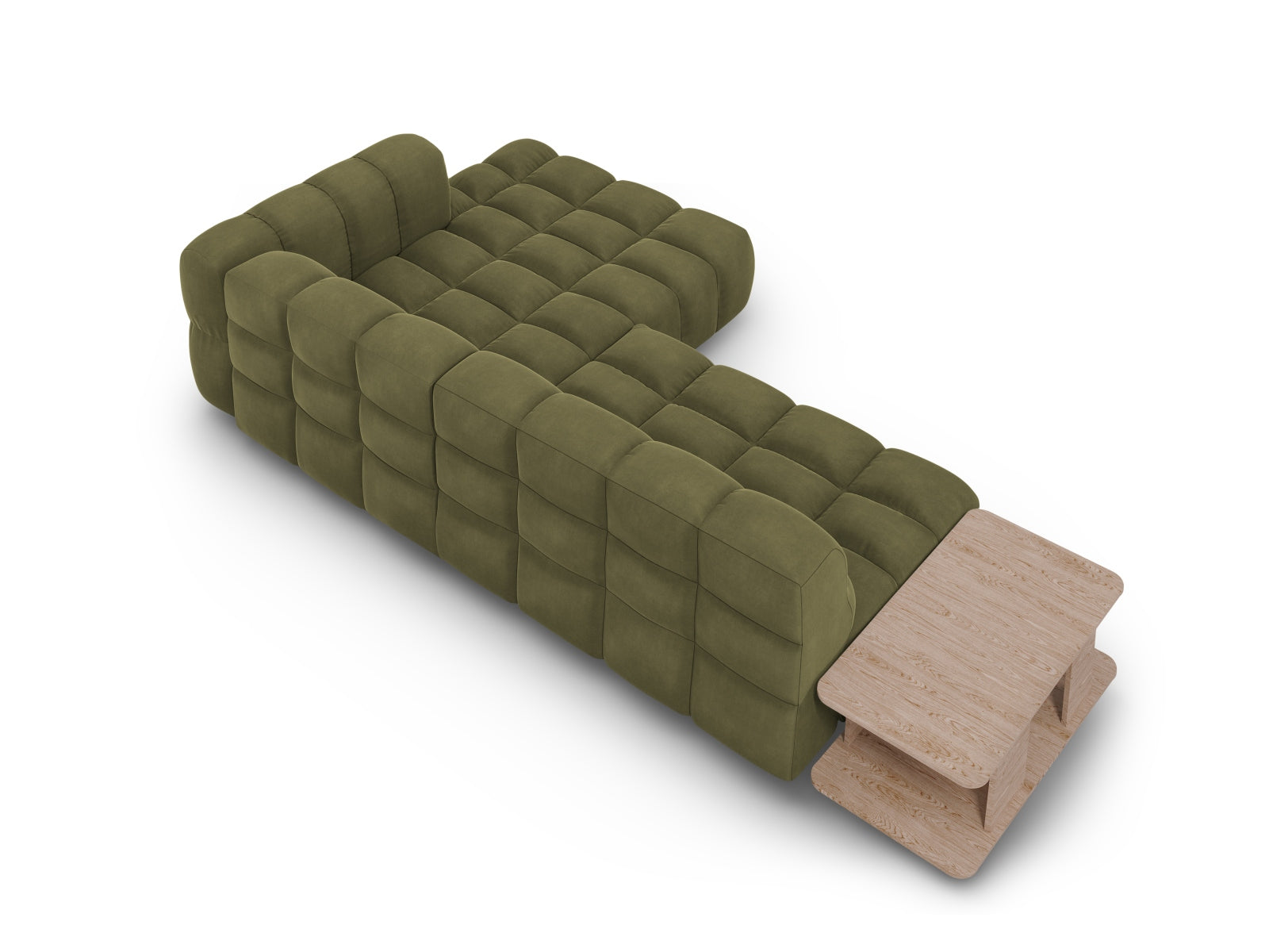 Modulares Ecksofa in sanftem Himmelblau, 4-Sitzer, perfekt für moderne Wohnkonzepte und gemütliche Zusammenkünfte.