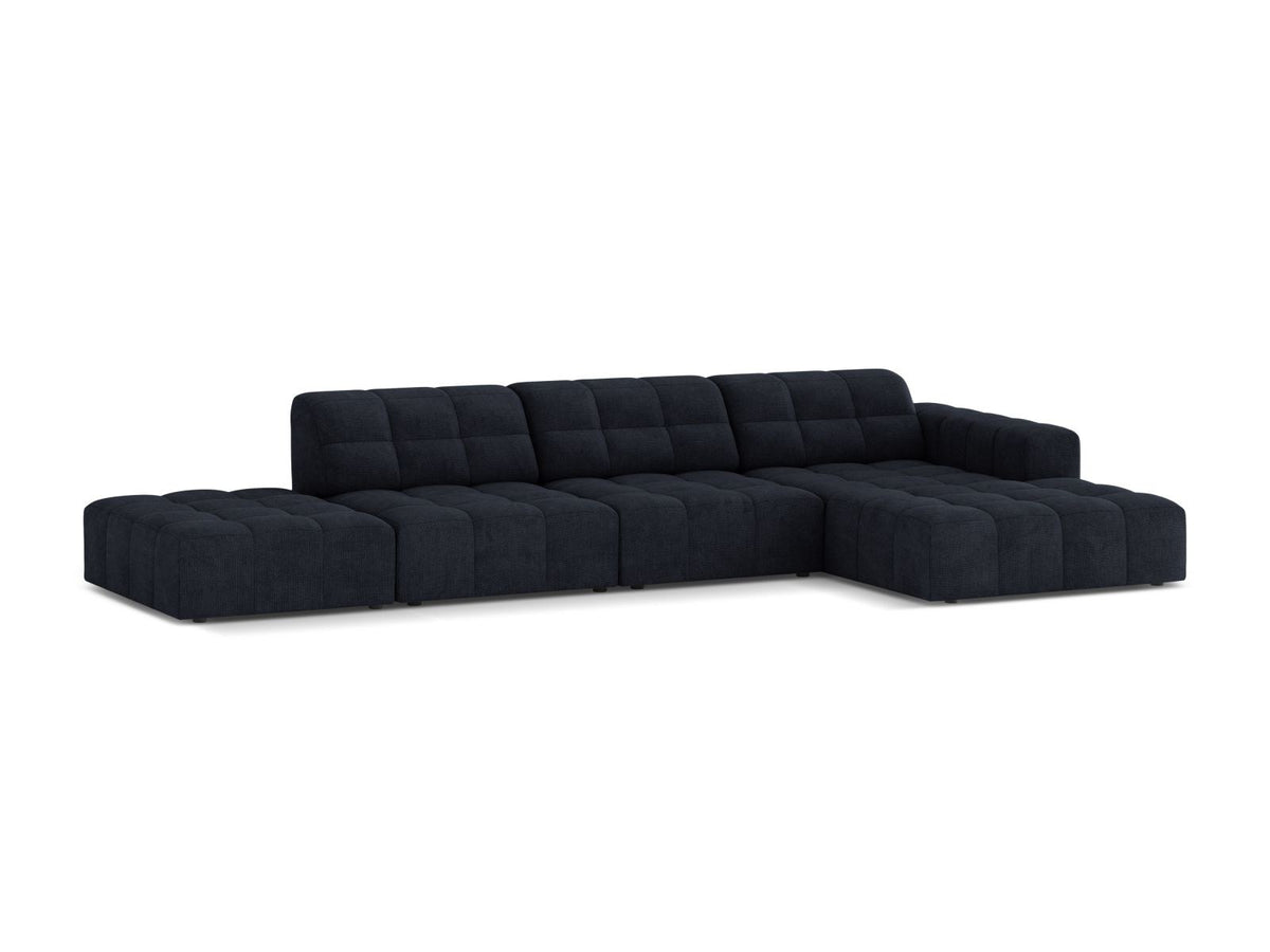 Chicago Ecksofa rechts, 5-Sitzer von Cosmopolitan Design mit Massivholzrahmen, Kunststoffbeinen und Eden-Stoffbezug in Light Beige.