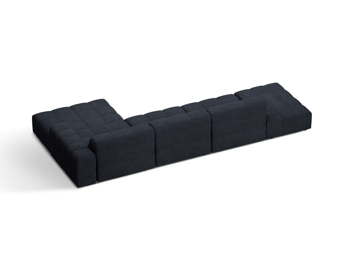 Chicago Ecksofa rechts, 5-Sitzer von Cosmopolitan Design mit Massivholzrahmen, Kunststoffbeinen und Eden-Stoffbezug in Light Beige.