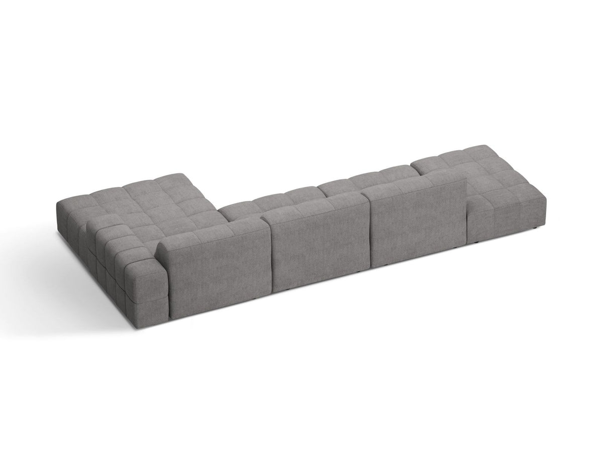 Chicago Ecksofa rechts, 5-Sitzer von Cosmopolitan Design mit Massivholzrahmen, Kunststoffbeinen und Eden-Stoffbezug in Light Beige.