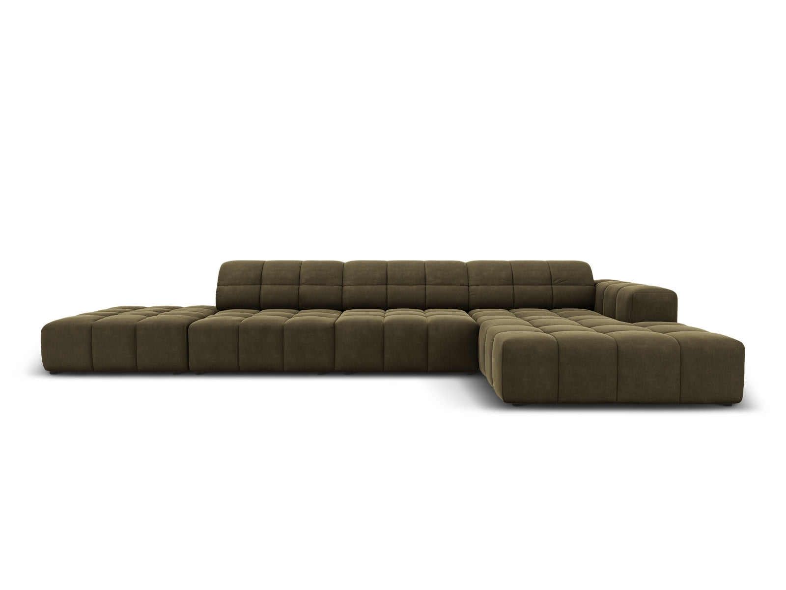 Chicago Velour Ecksofa rechts 5 Sitzer 166cm in Green-Bluvel präsentiert im Onlineshop von KAQTU Design AG. L-Sofa rechts ist von Cosmopolitan Design