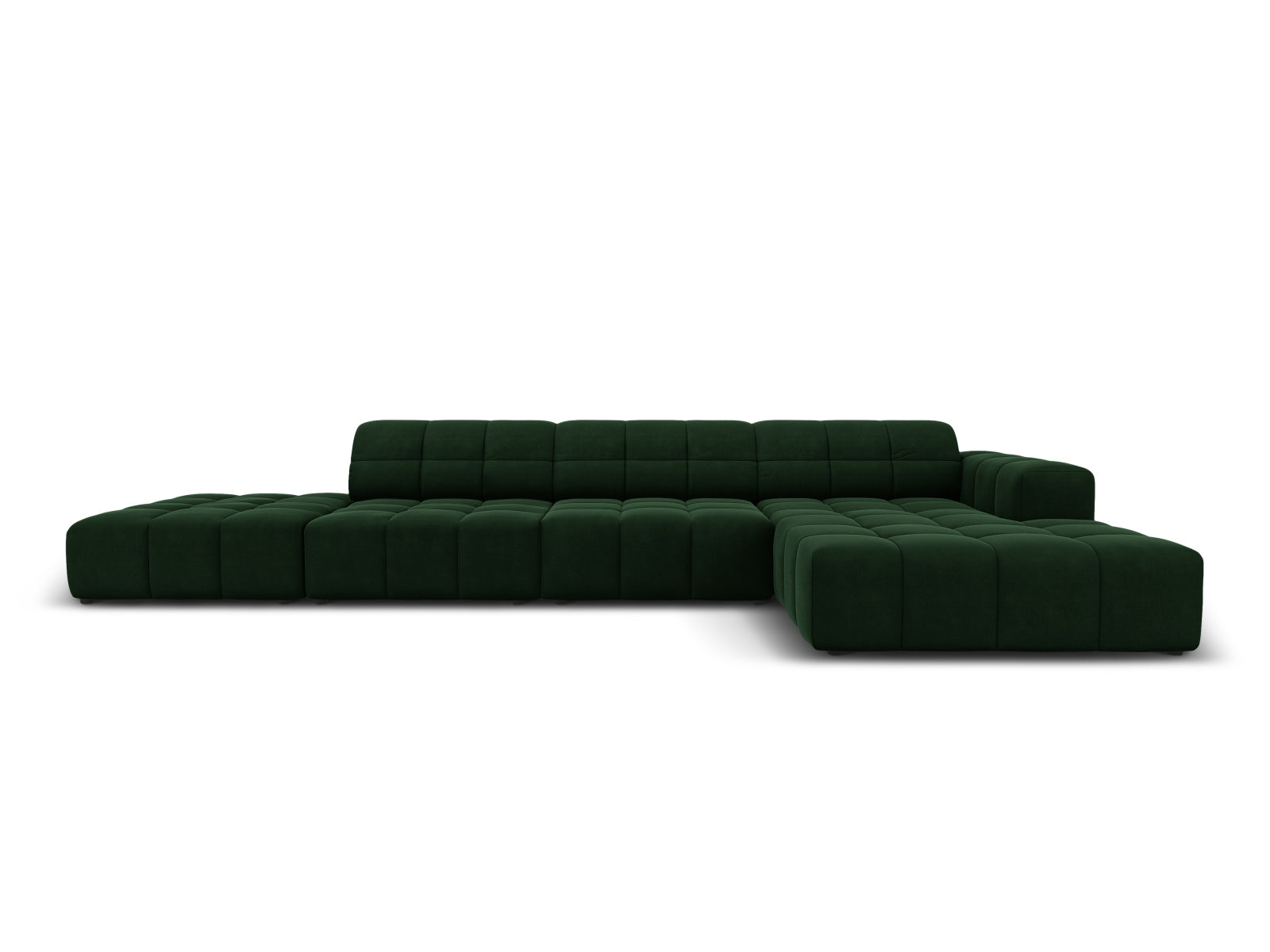Chicago Velour Ecksofa rechts 5 Sitzer 166cm in Bottle Green-Bluvel präsentiert im Onlineshop von KAQTU Design AG. L-Sofa rechts ist von Cosmopolitan Design