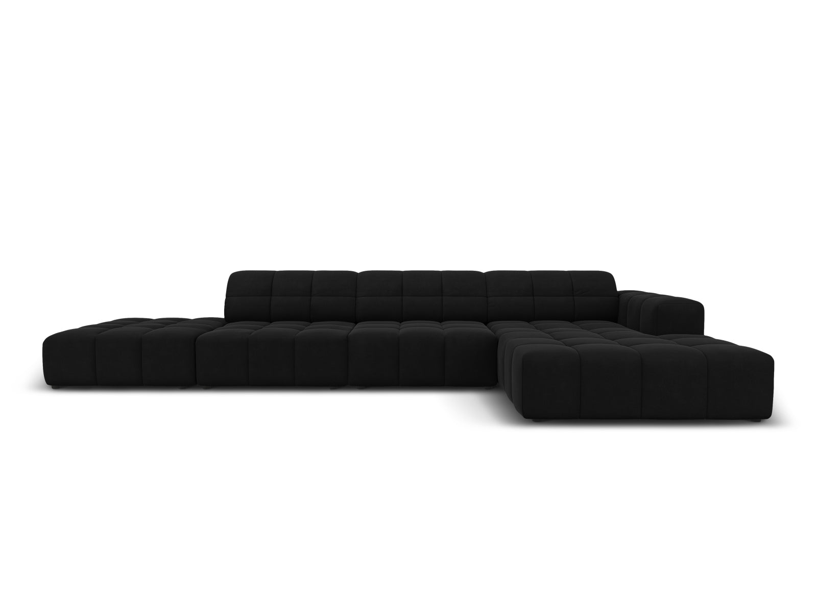 Chicago Velour Ecksofa rechts 5 Sitzer 166cm in Black-Bluvel präsentiert im Onlineshop von KAQTU Design AG. L-Sofa rechts ist von Cosmopolitan Design