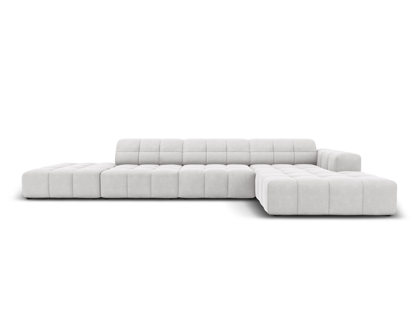 Chicago Velour Ecksofa rechts 5 Sitzer 166cm in Silver-Bluvel präsentiert im Onlineshop von KAQTU Design AG. L-Sofa rechts ist von Cosmopolitan Design