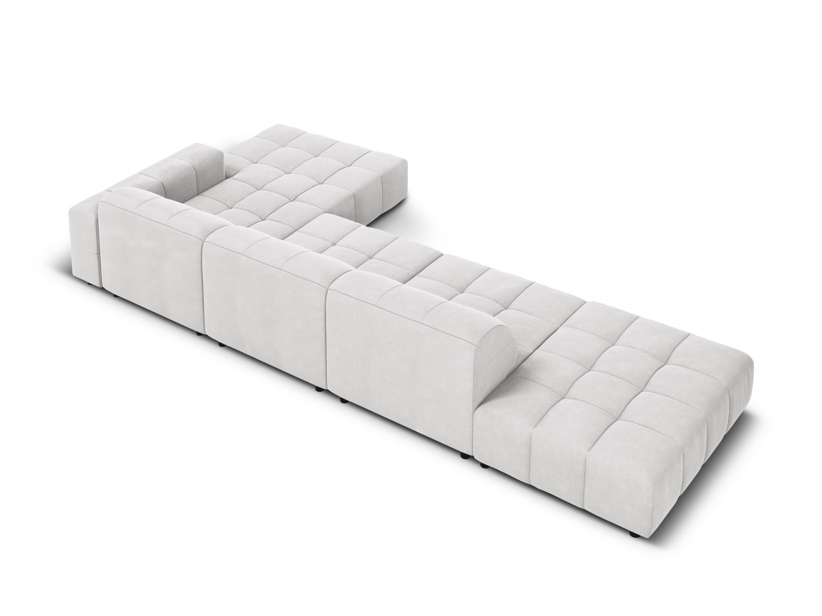 Elegantes Chicago Velour Ecksofa in der rechten Variante, 5-Sitzer mit 166 cm, ideal für stilvolle und komfortable Wohnräume.
