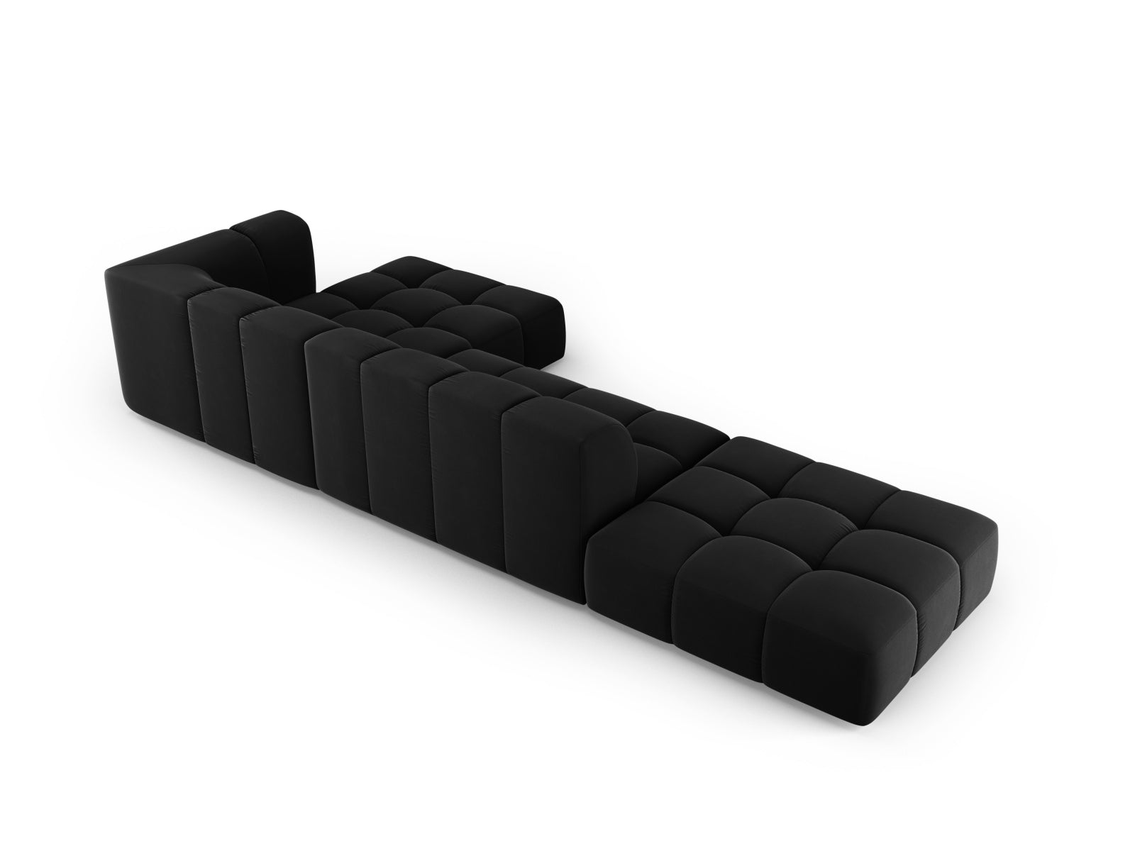 5-Sitzer Modular Ecksofa rechts Moritz in Black-Bluvel präsentiert im Onlineshop von KAQTU Design AG. Ecksofa rechts ist von Cosmopolitan Design