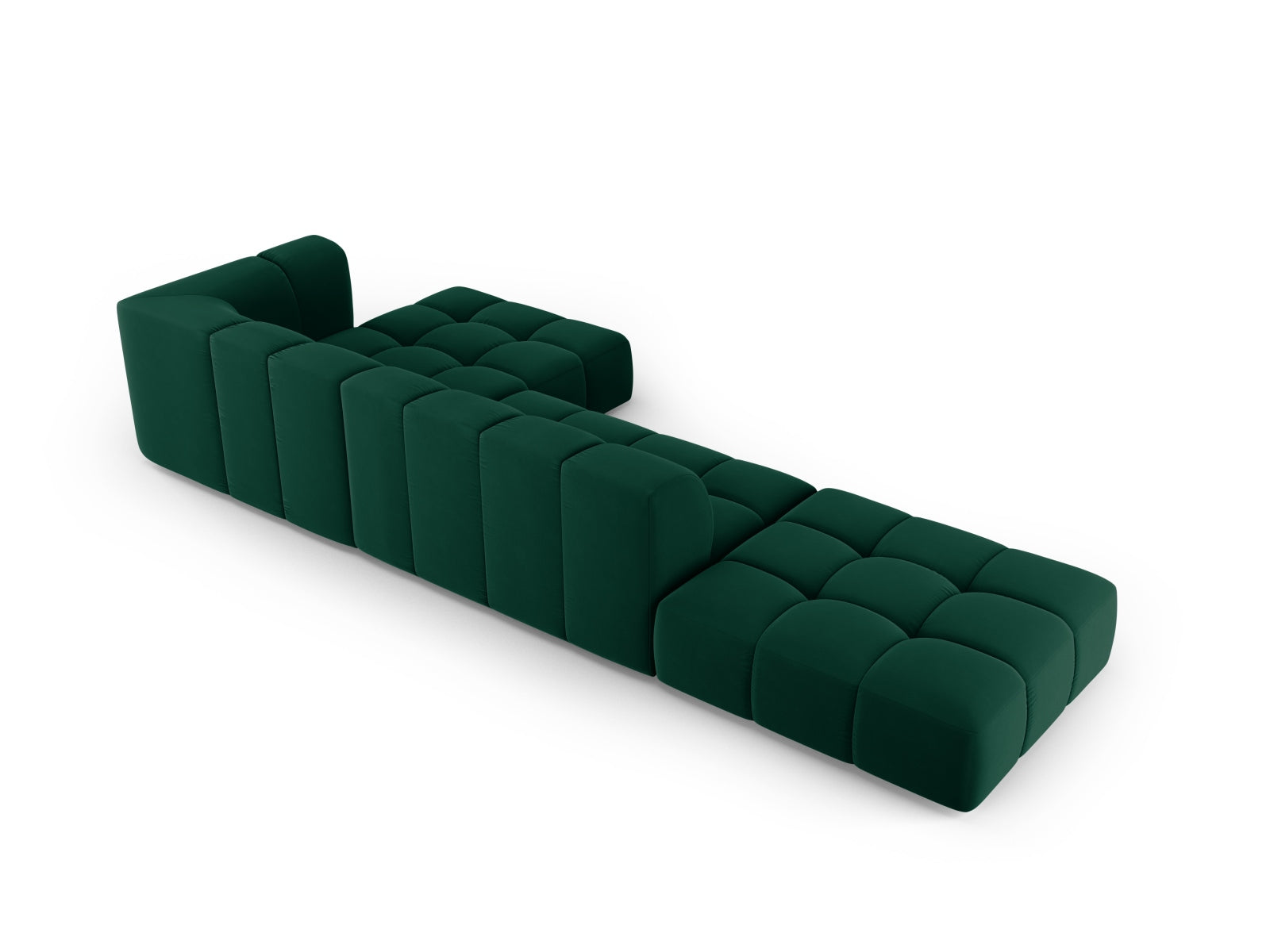 5-Sitzer Modular Ecksofa rechts Moritz in Bottle Green-Bluvel präsentiert im Onlineshop von KAQTU Design AG. Ecksofa rechts ist von Cosmopolitan Design