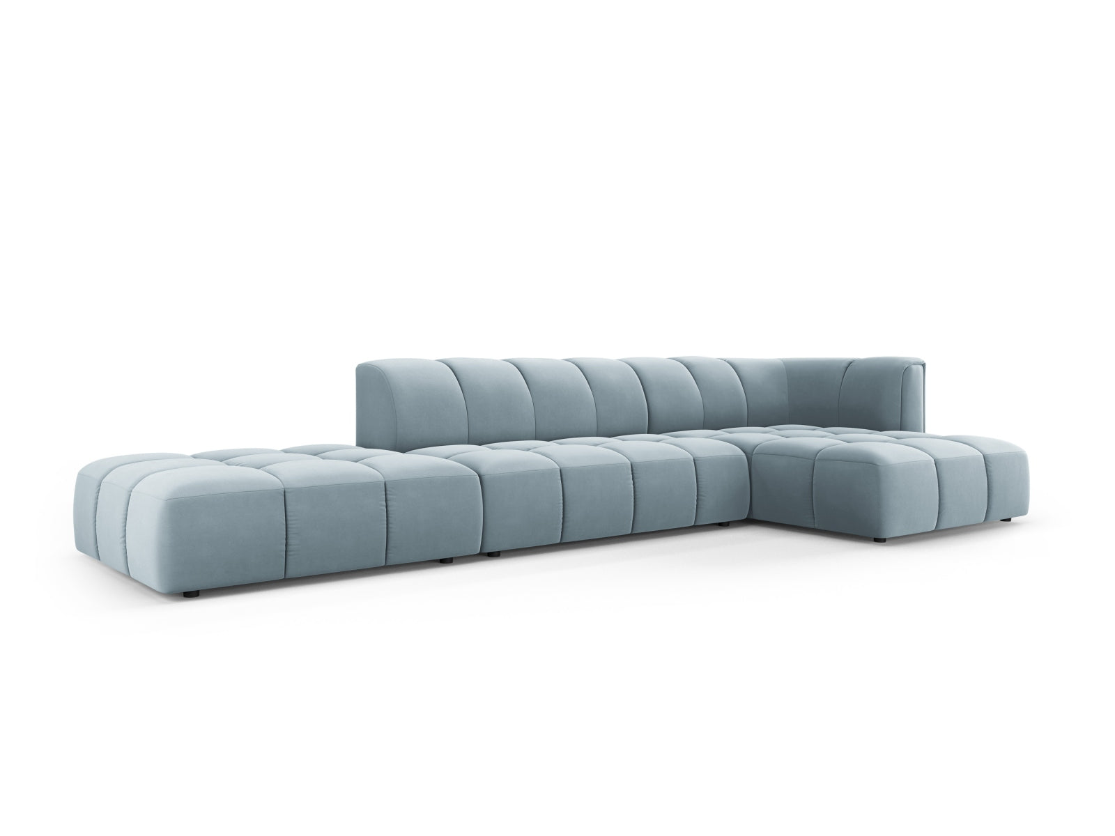 5-Sitzer Modular Ecksofa rechts Moritz in Light Blue-Bluvel präsentiert im Onlineshop von KAQTU Design AG. Ecksofa rechts ist von Cosmopolitan Design