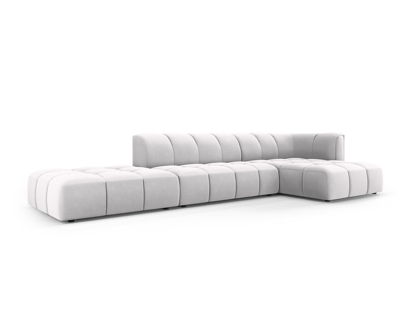 5-Sitzer Modular Ecksofa rechts Moritz in Silver-Bluvel präsentiert im Onlineshop von KAQTU Design AG. Ecksofa rechts ist von Cosmopolitan Design