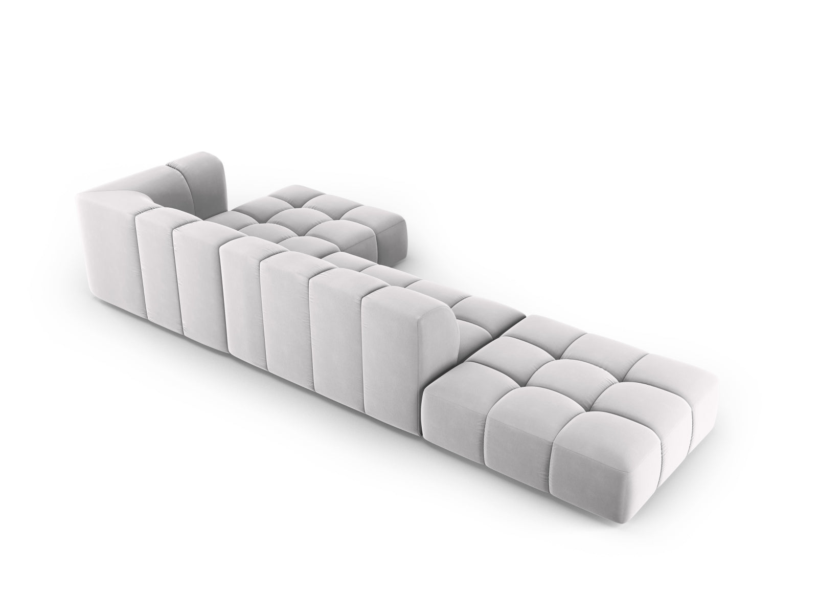 5-Sitzer Modular Ecksofa rechts Moritz in Silver-Bluvel präsentiert im Onlineshop von KAQTU Design AG. Ecksofa rechts ist von Cosmopolitan Design